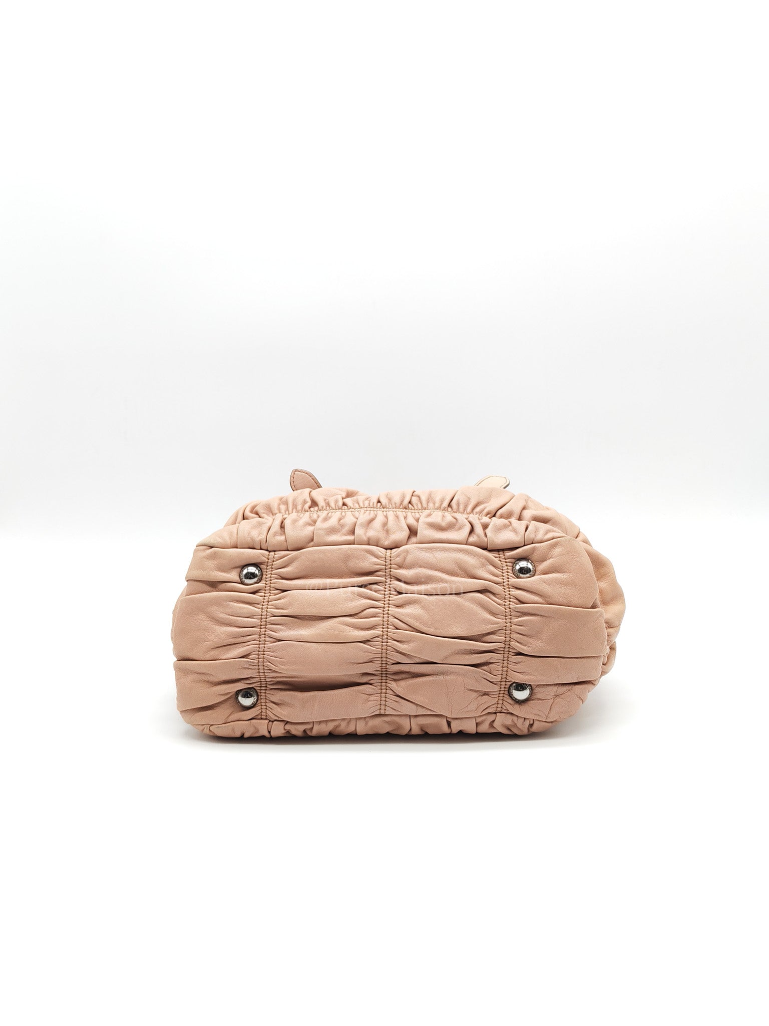 Nappa Graufre Satchel Bag in Cameo Leather & Silver Hardware | Purse Maison Luxury Bags Shop