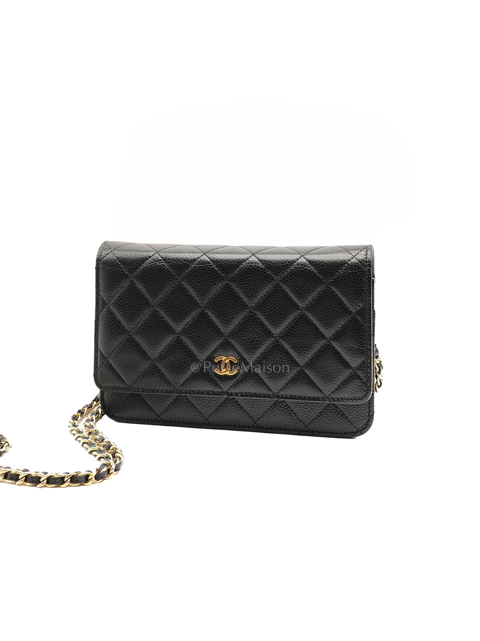 Chanel Classic Wallet on Chain in Black Quilted Caviar Leather and Gold Hardware (Microchip) | Purse Maison Luxury Bags Shop