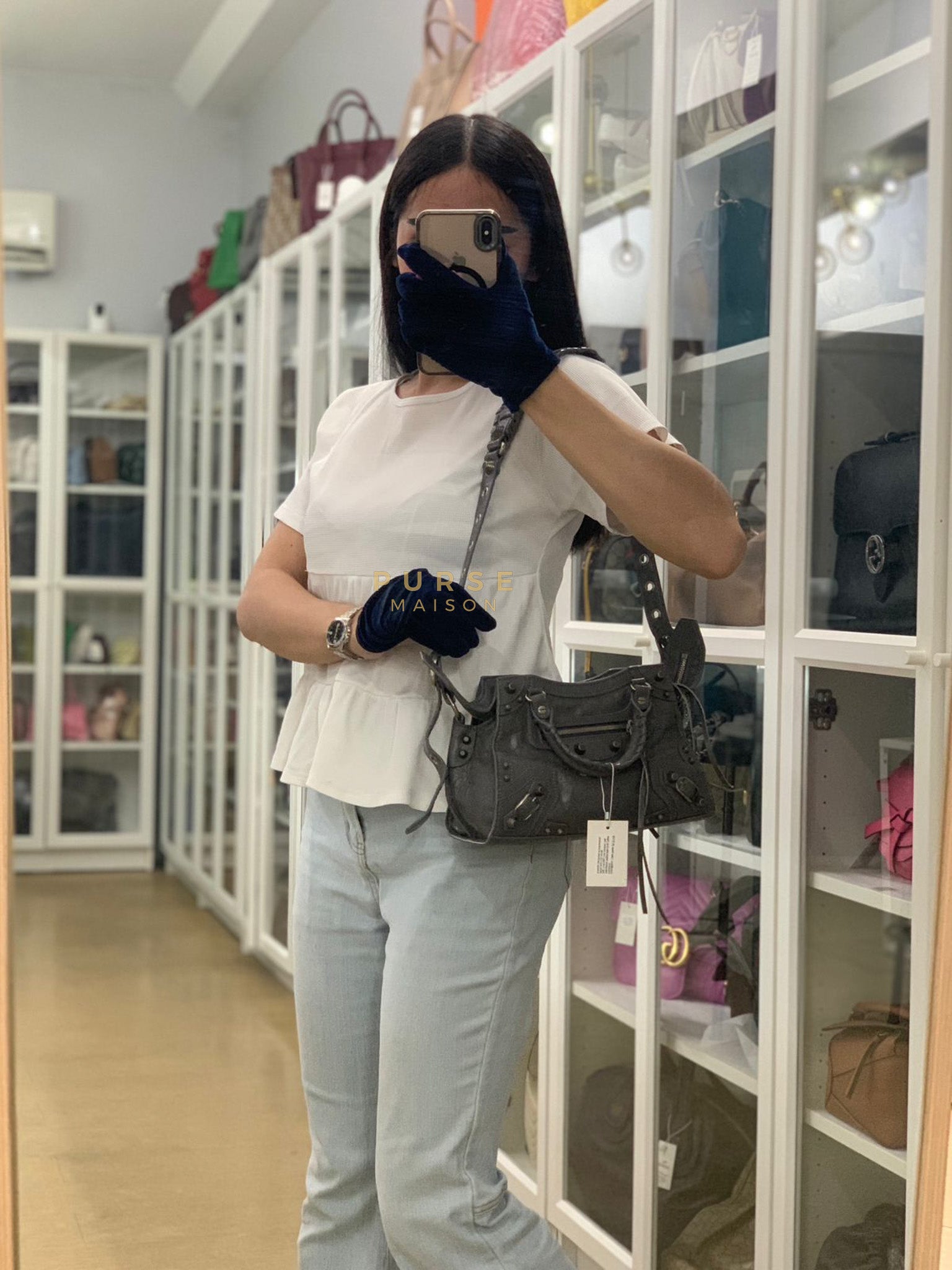 Neo Cagole Arena XS in Dark Grey Agneau Leather | Purse Maison Luxury Bags Shop