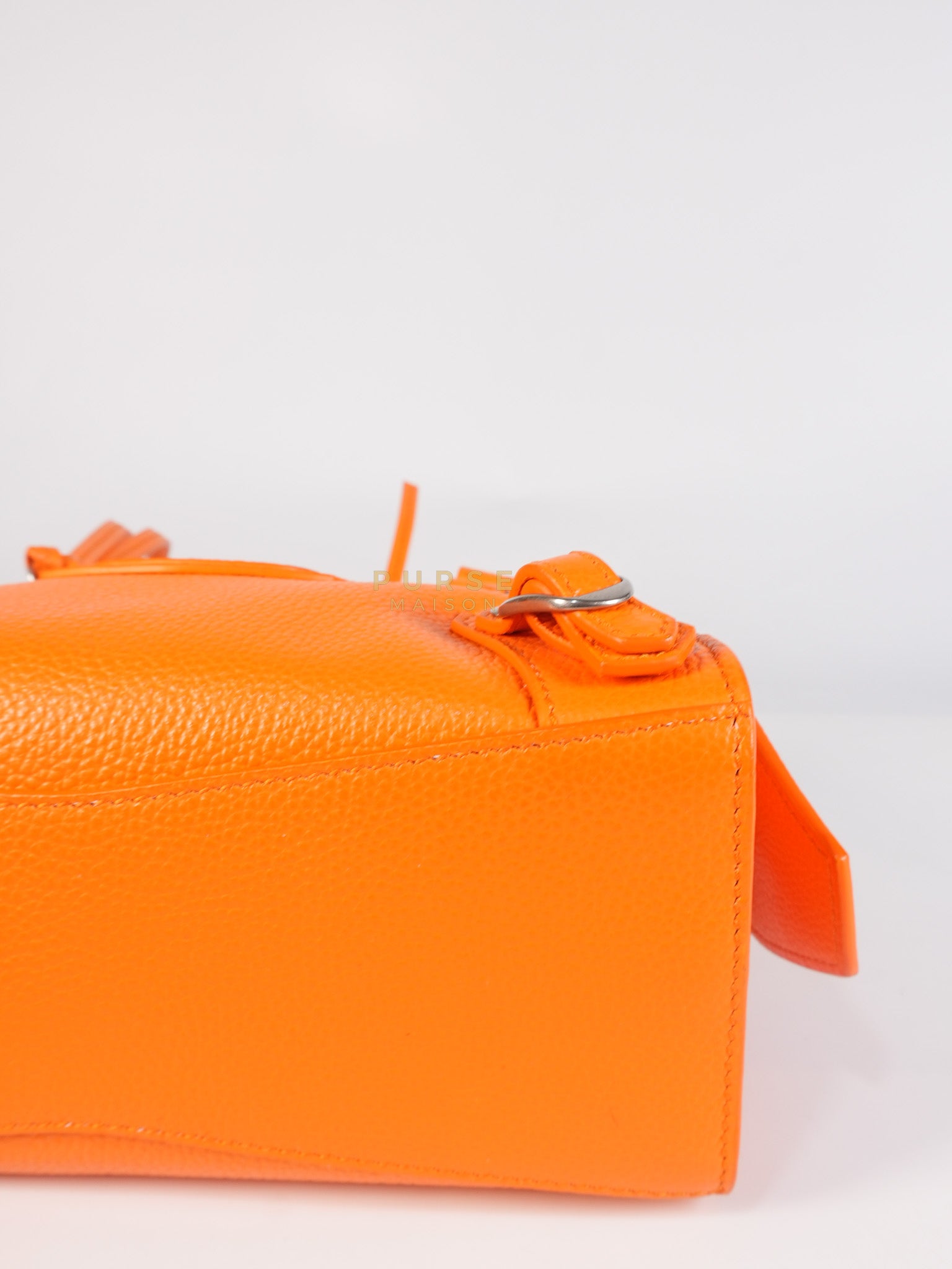 Neo Classic City Mini Handbag in Orange Grained Calfskin Leather & Silver Hardware | Purse Maison Luxury Bags Shop