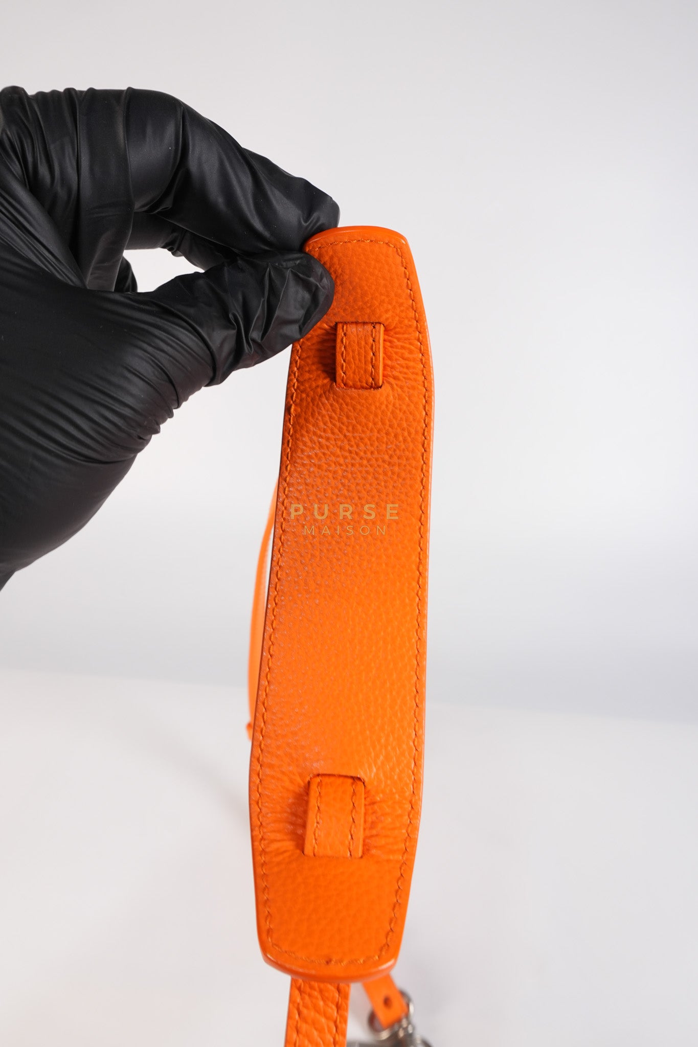 Neo Classic City Mini Handbag in Orange Grained Calfskin Leather & Silver Hardware | Purse Maison Luxury Bags Shop