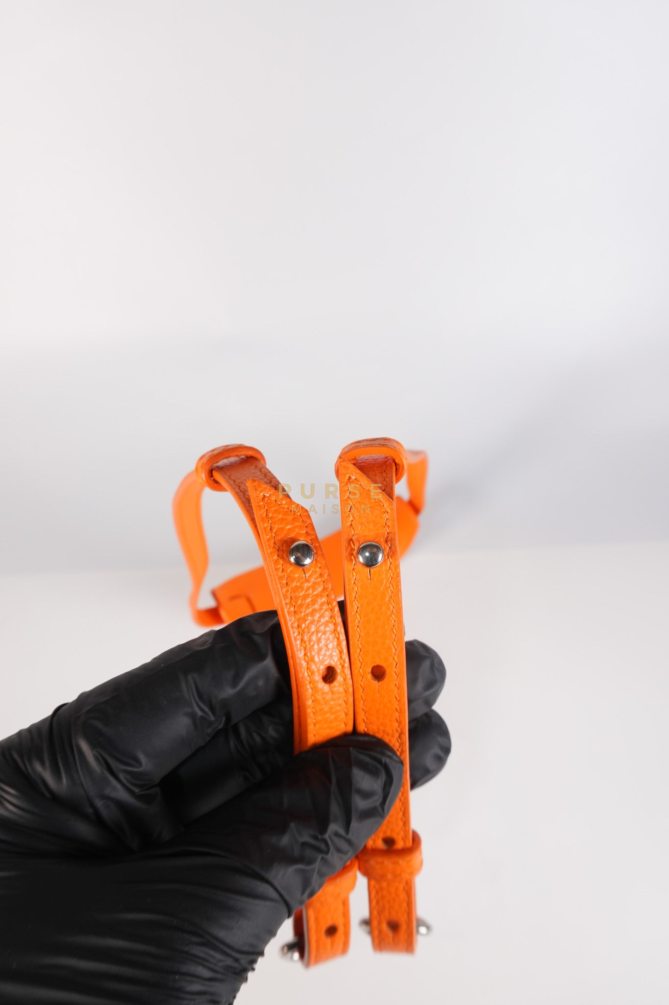 Neo Classic City Mini Handbag in Orange Grained Calfskin Leather & Silver Hardware | Purse Maison Luxury Bags Shop