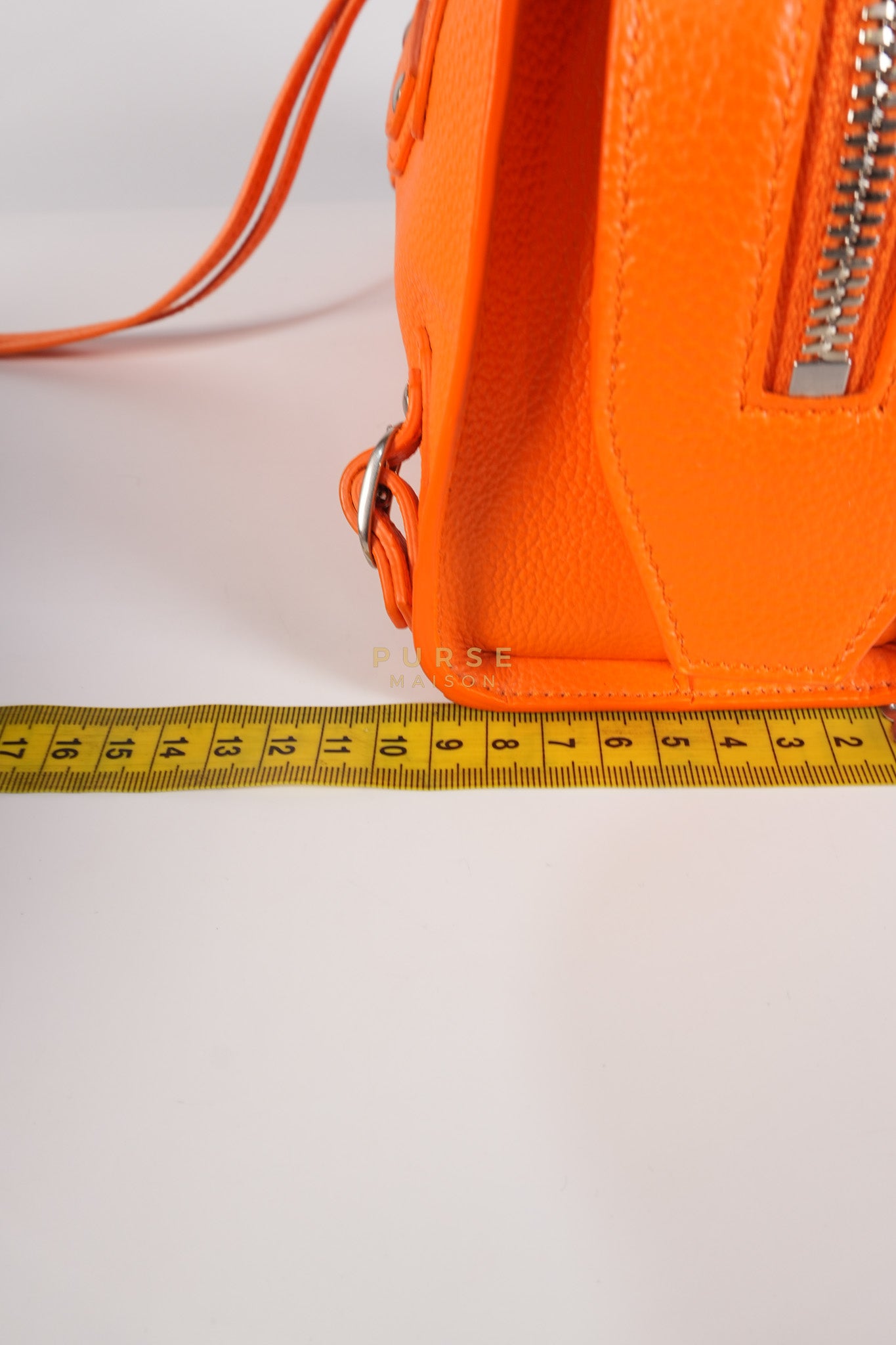 Neo Classic City Mini Handbag in Orange Grained Calfskin Leather & Silver Hardware | Purse Maison Luxury Bags Shop