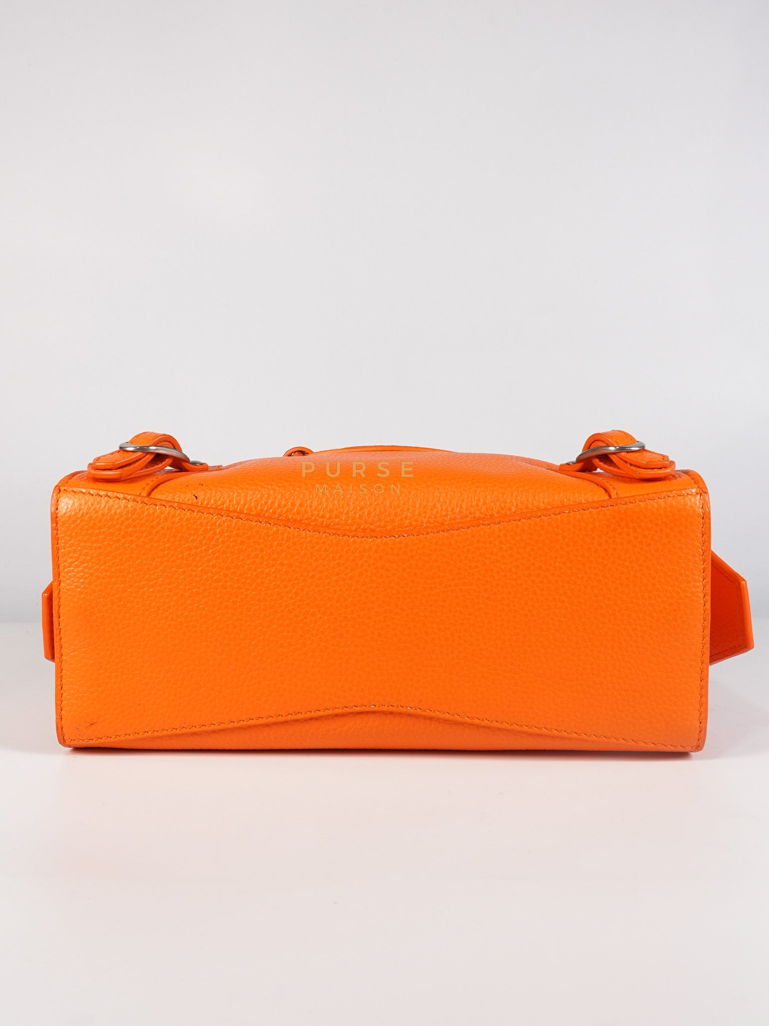 Neo Classic City Mini Handbag in Orange Grained Calfskin Leather & Silver Hardware | Purse Maison Luxury Bags Shop