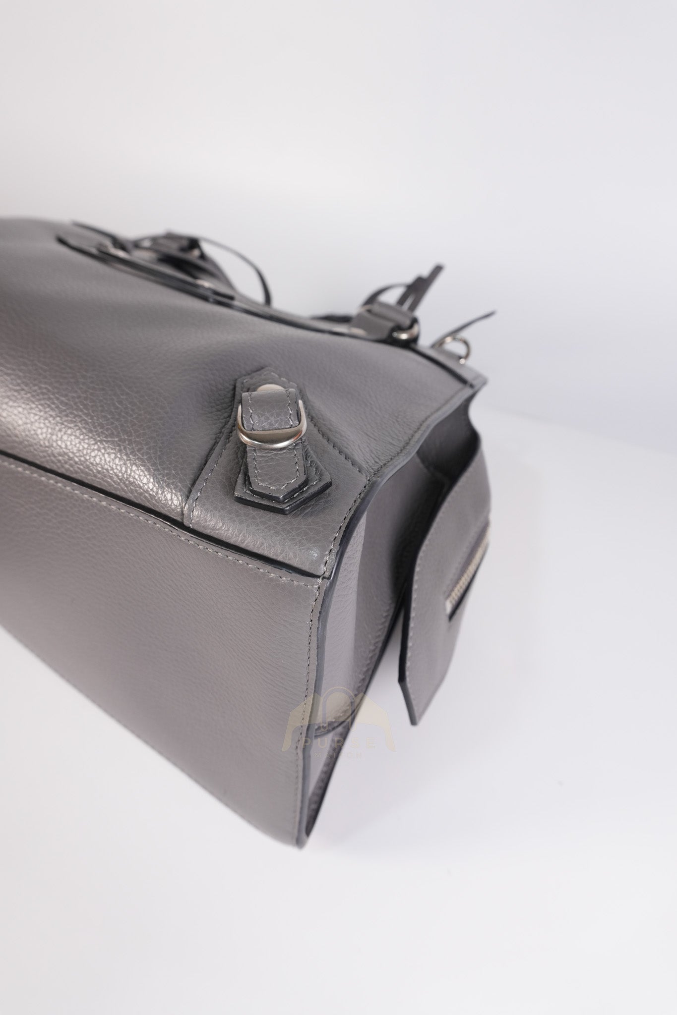 Neo Classic City Small Bag in Grey Grained Calfskin Leather & Silver Hardware | Purse Maison Luxury Bags Shop