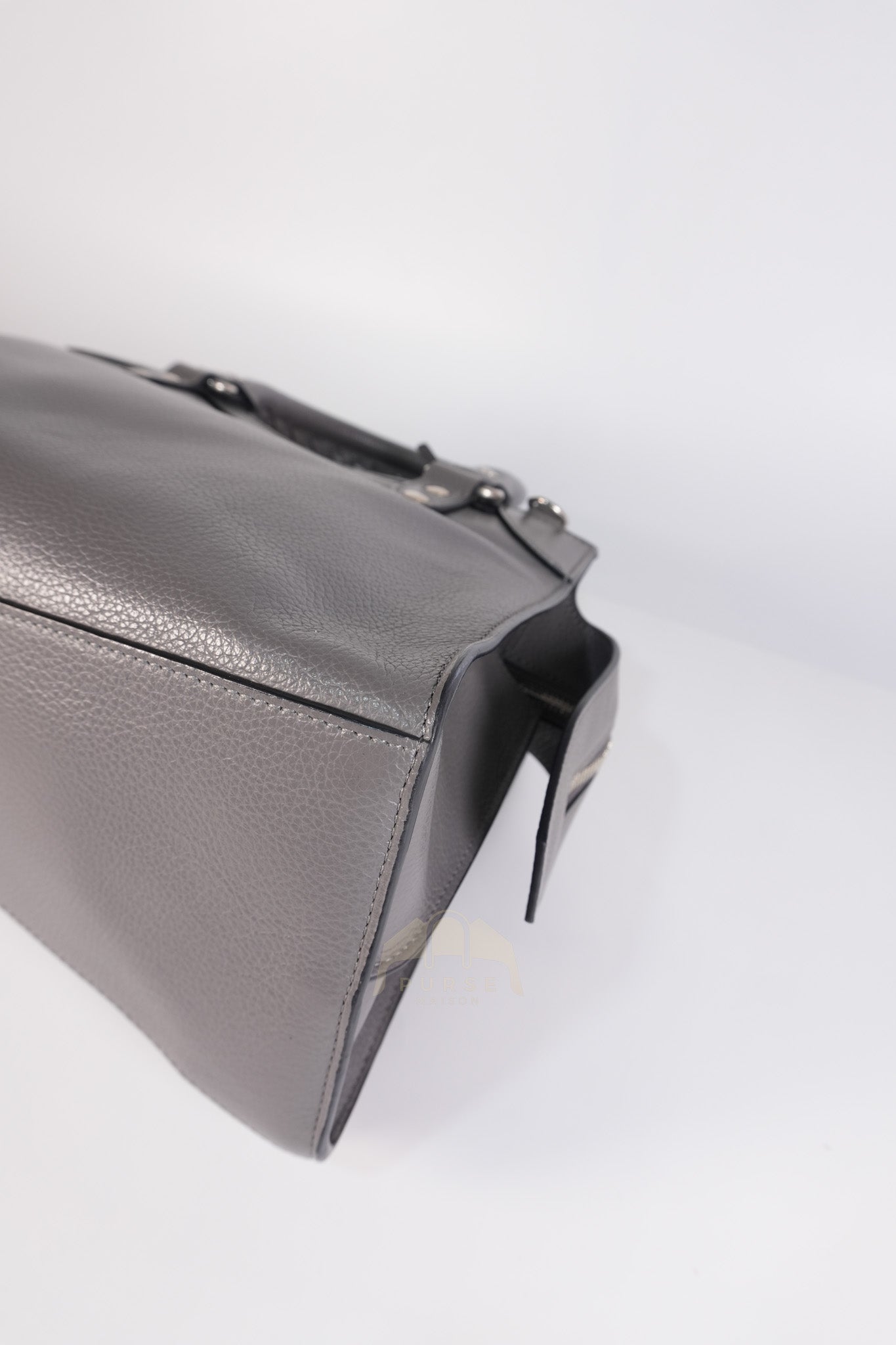 Neo Classic City Small Bag in Grey Grained Calfskin Leather & Silver Hardware | Purse Maison Luxury Bags Shop