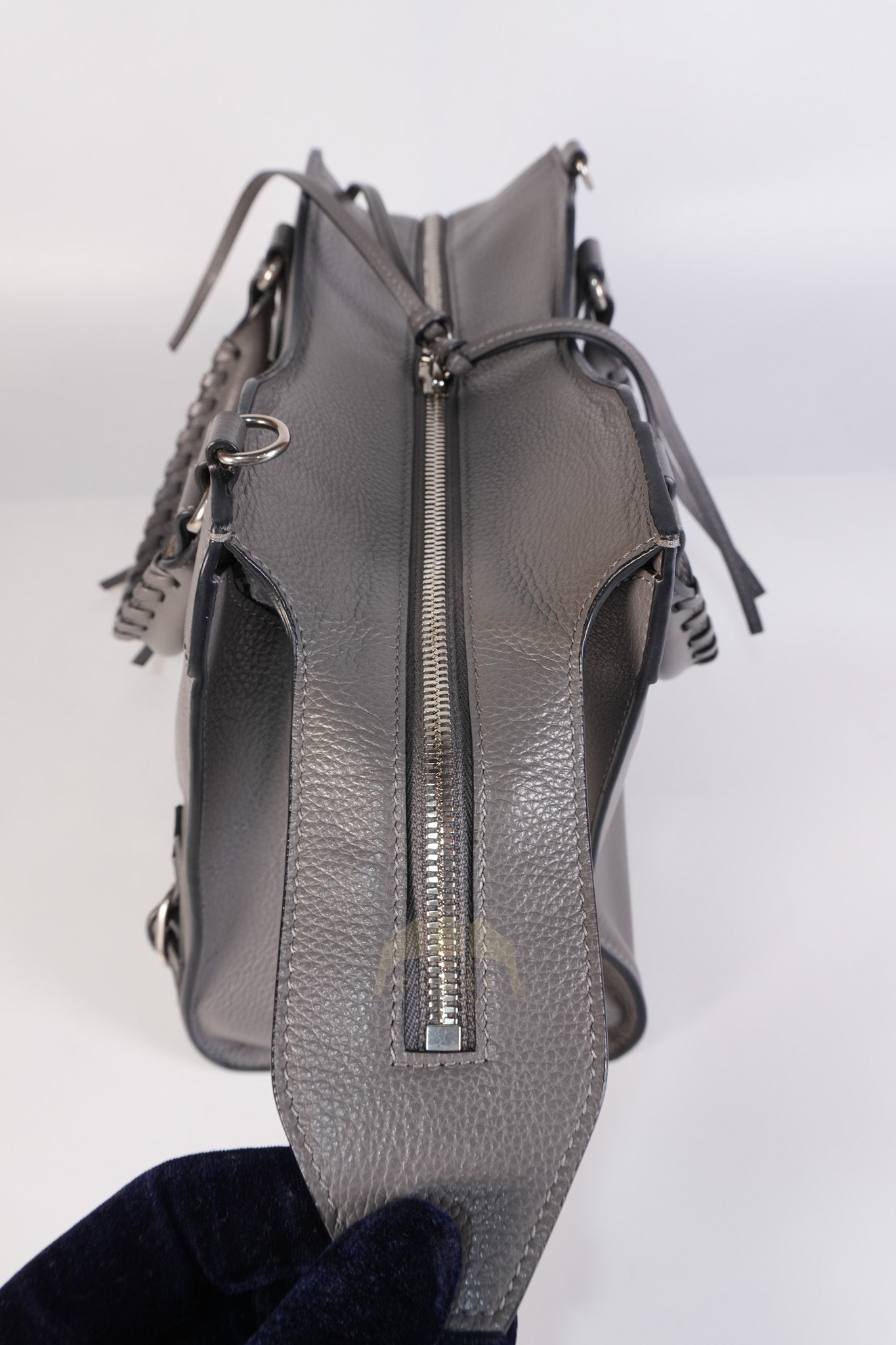 Neo Classic City Small Bag in Grey Grained Calfskin Leather & Silver Hardware | Purse Maison Luxury Bags Shop