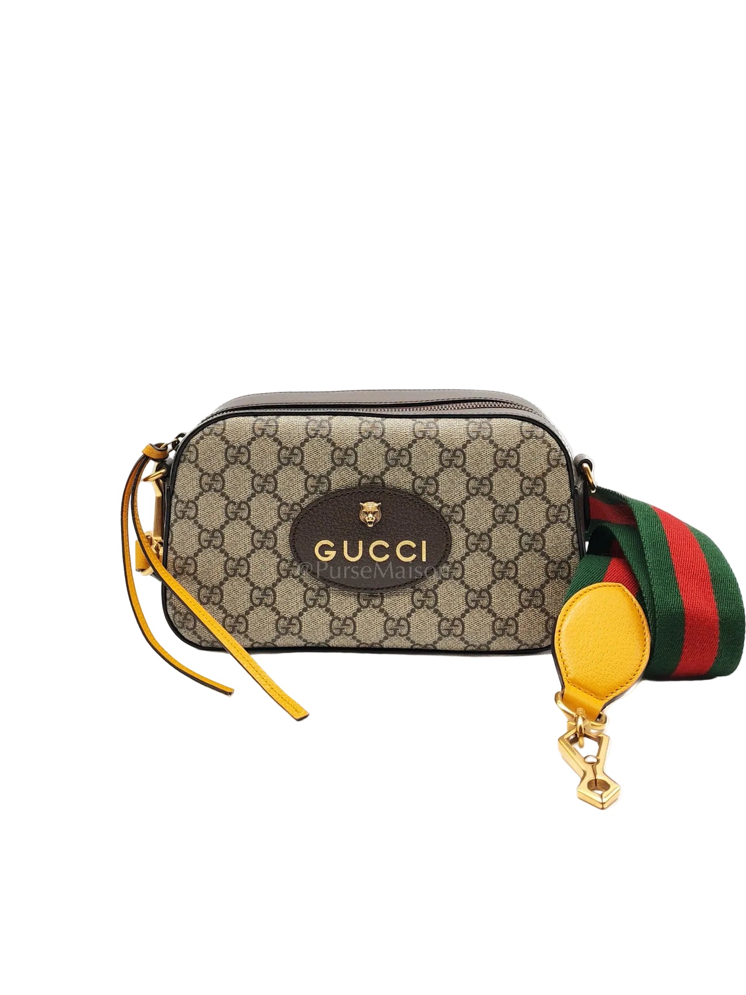 Neo Vintage Camera Bag in Brown GG Supreme Canvas with Tiger Head Logo & Gold Hardware | Purse Maison Luxury Bags Shop