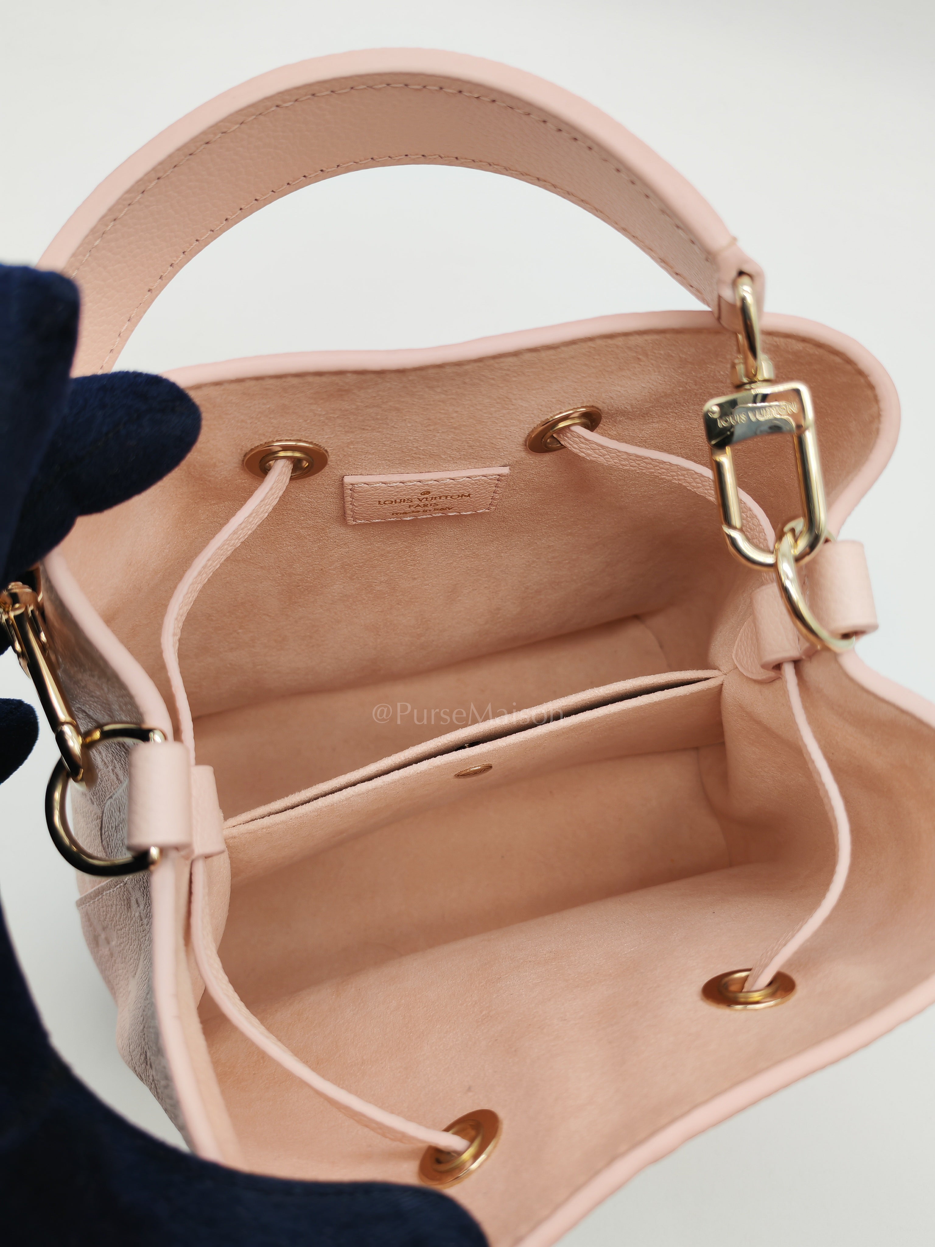 NeoNoe BB in Opal Pink Monogram Empriente Leather & Light Gold Hardware Microchip | Purse Maison Luxury Bags Shop