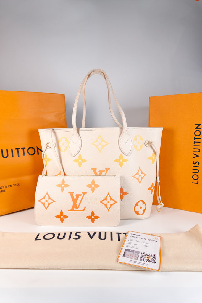 Neverfull MM Cream Monogram Empreinte Leather(Microchip) | Purse Maison Luxury Bags Shop