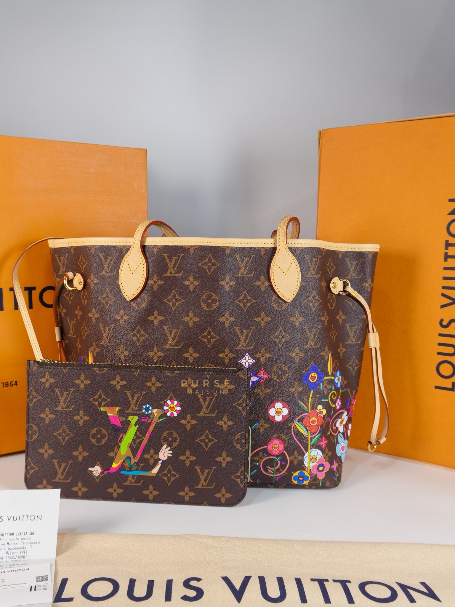 Neverfull MM in Takashi Murakami Monogram Canvas(Microchip) | Purse Maison Luxury Bags Shop