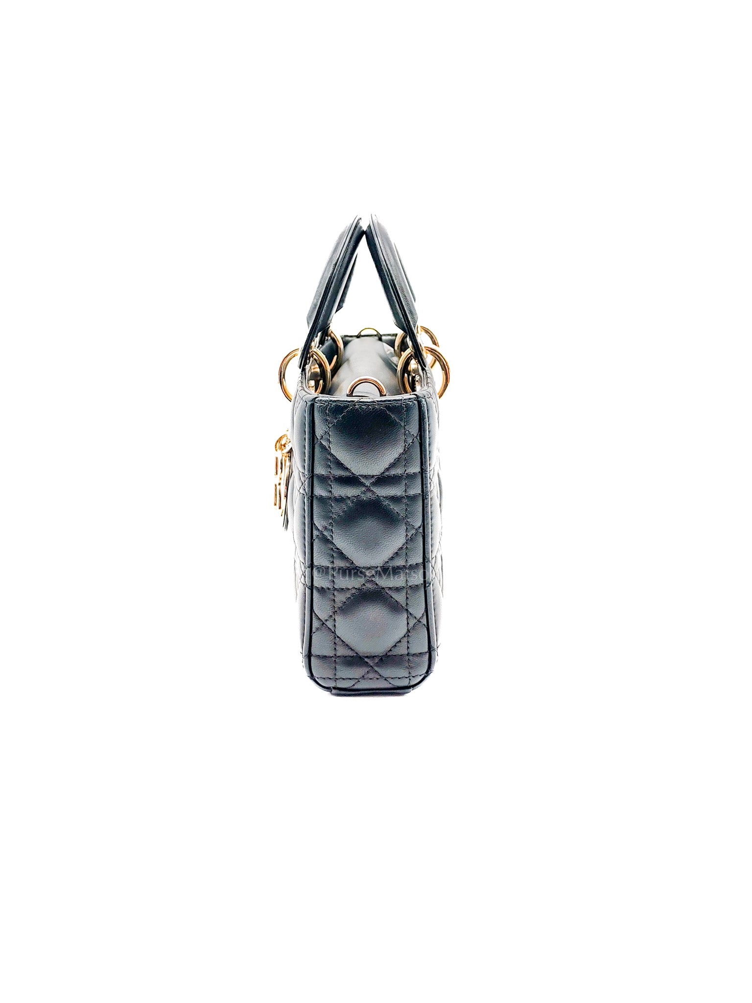 Lady D-Joy Medium in Black Quilted Lambskin Leather & Light Gold Hardware