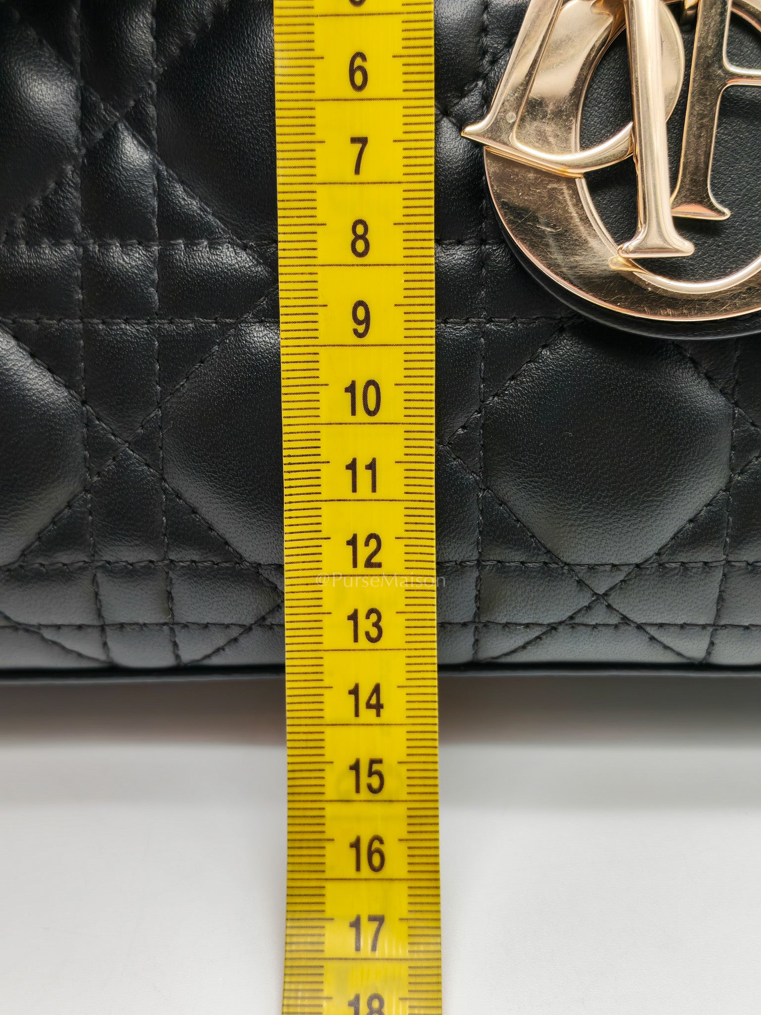 Lady D-Joy Medium in Black Quilted Lambskin Leather & Light Gold Hardware