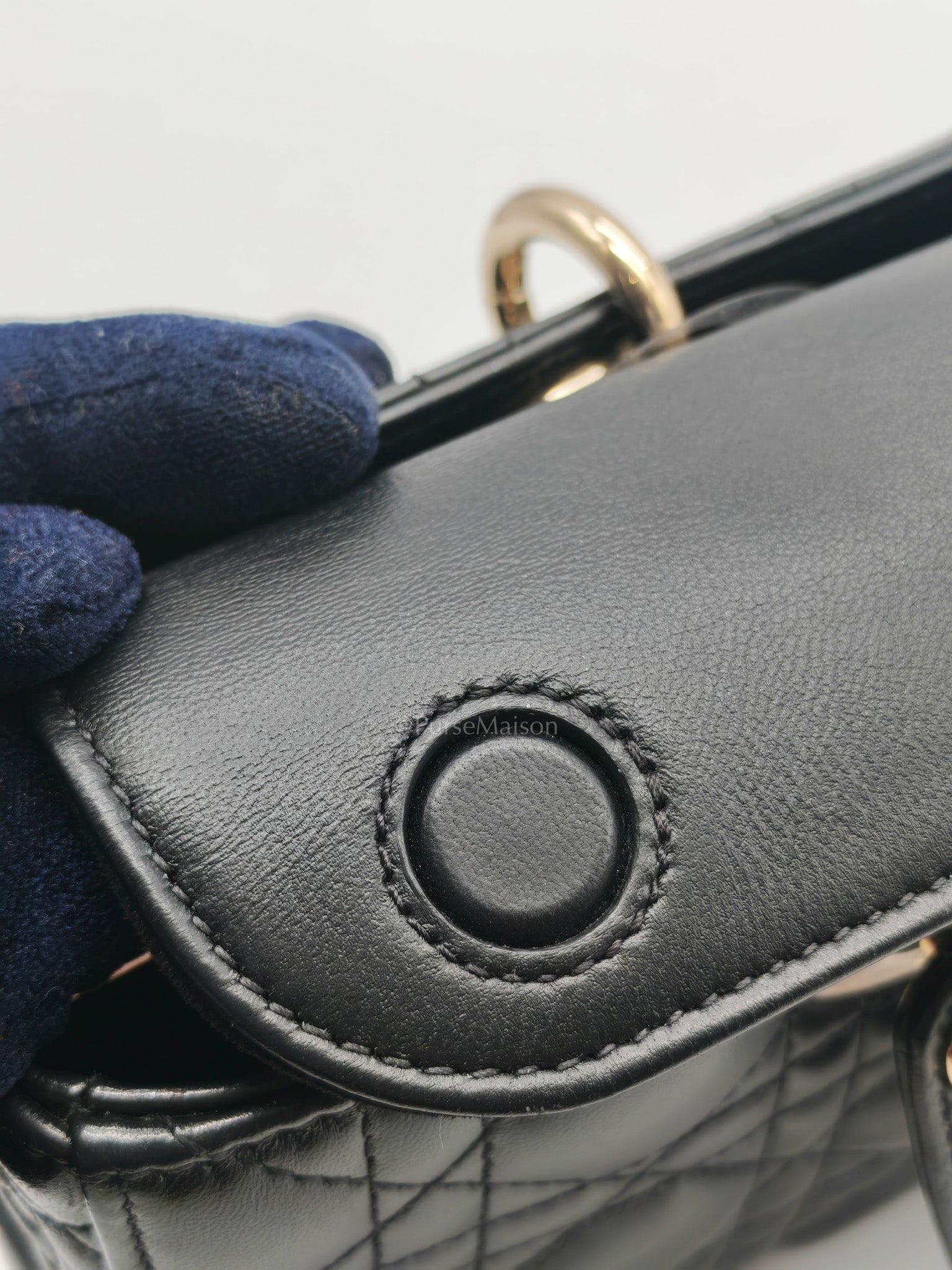Lady D-Joy Medium in Black Quilted Lambskin Leather & Light Gold Hardware