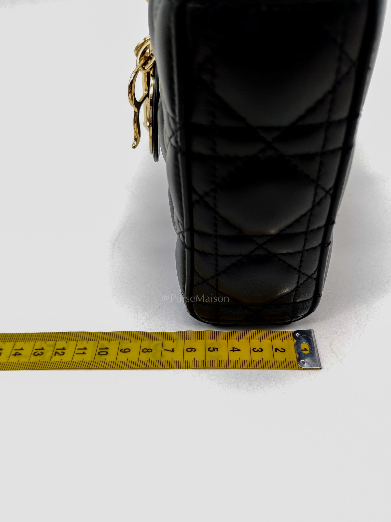 Lady D-Joy Medium in Black Quilted Lambskin Leather & Light Gold Hardware
