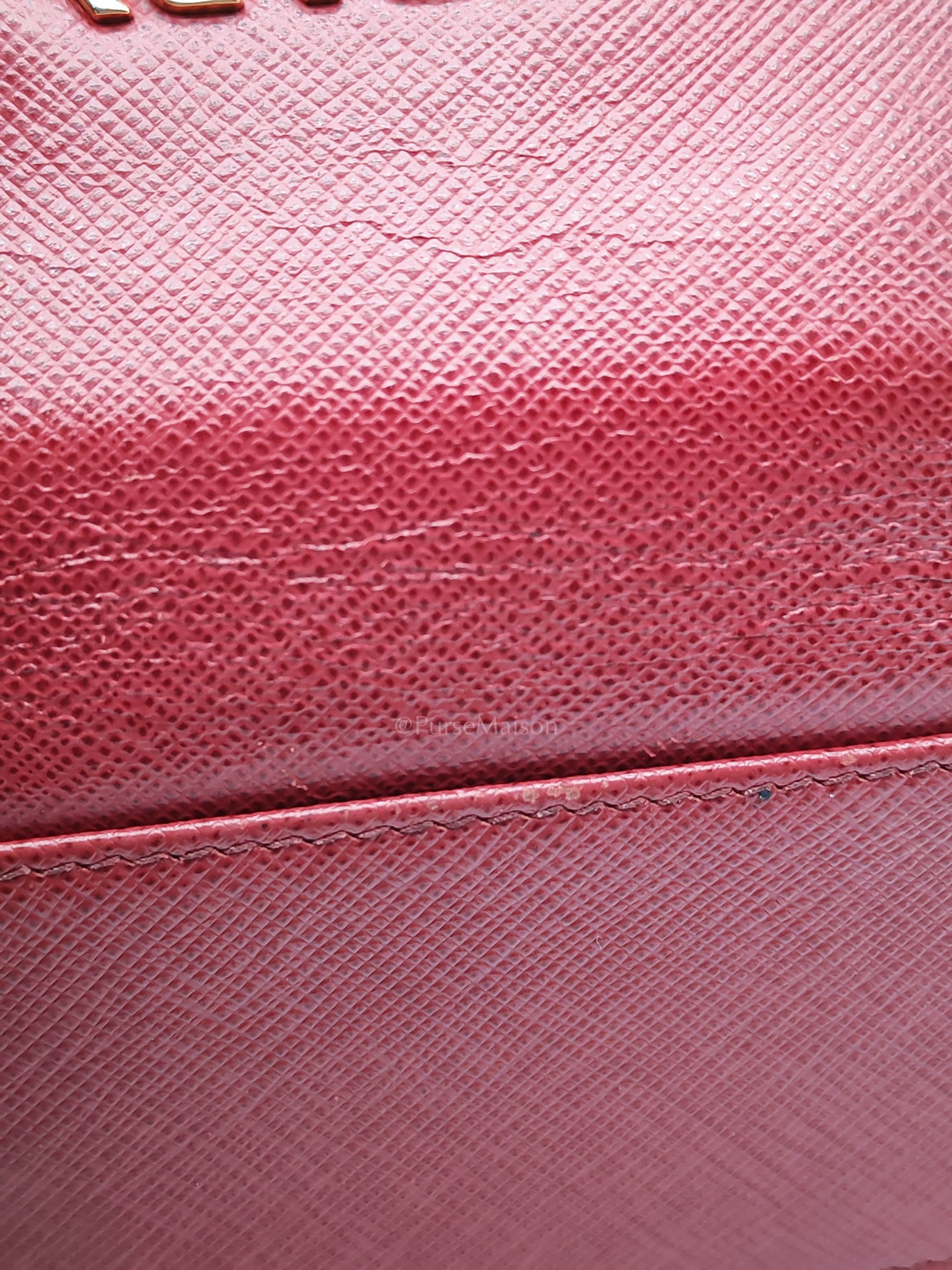 Card Case in Red Saffiano Leather & Gold Hardware