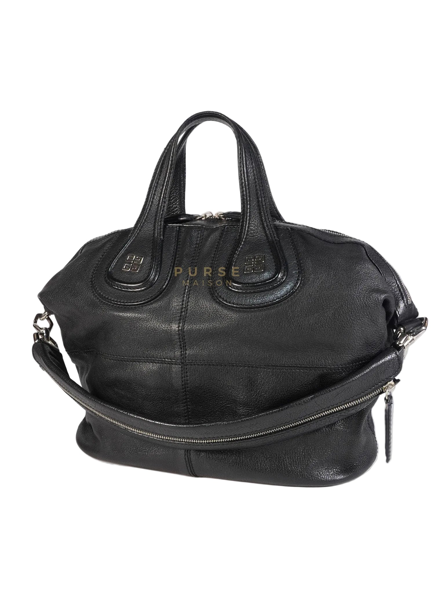 Nightingale Bag Medium in Black Calfskin Leather & Silver Hardware | Purse Maison Luxury Bags Shop
