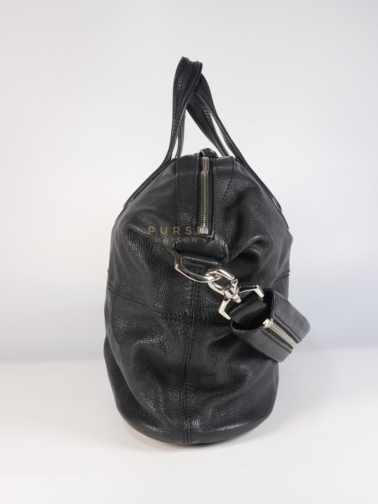 Nightingale Bag Medium in Black Calfskin Leather & Silver Hardware | Purse Maison Luxury Bags Shop