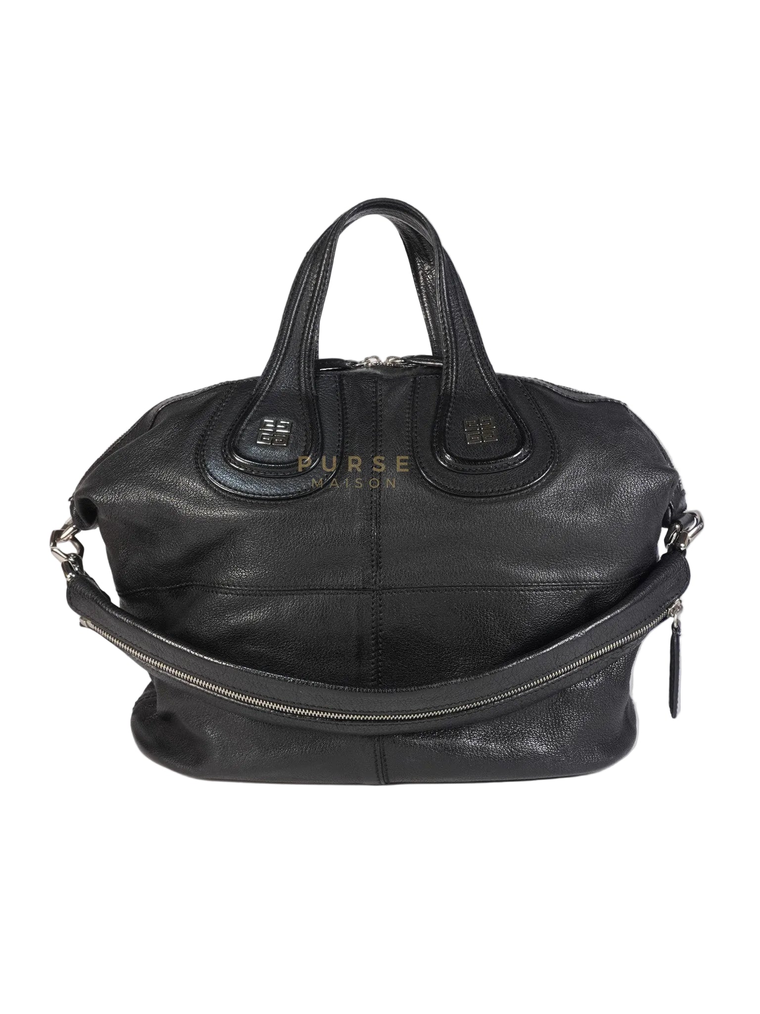 Nightingale Bag Medium in Black Calfskin Leather & Silver Hardware | Purse Maison Luxury Bags Shop