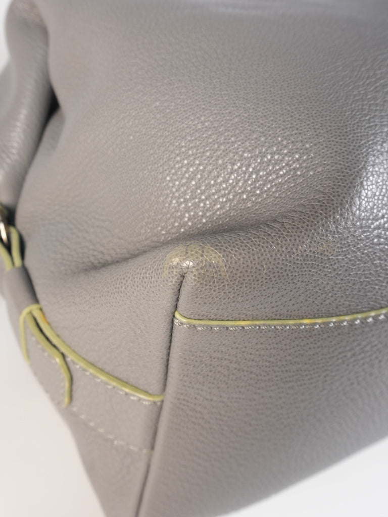 Nightingale in Large Gray Grained Calfskin Leather Shoulder Bag | Purse Maison Luxury Bags Shop