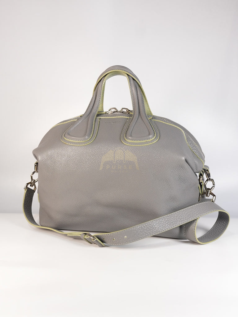 Nightingale in Large Gray Grained Calfskin Leather Shoulder Bag | Purse Maison Luxury Bags Shop