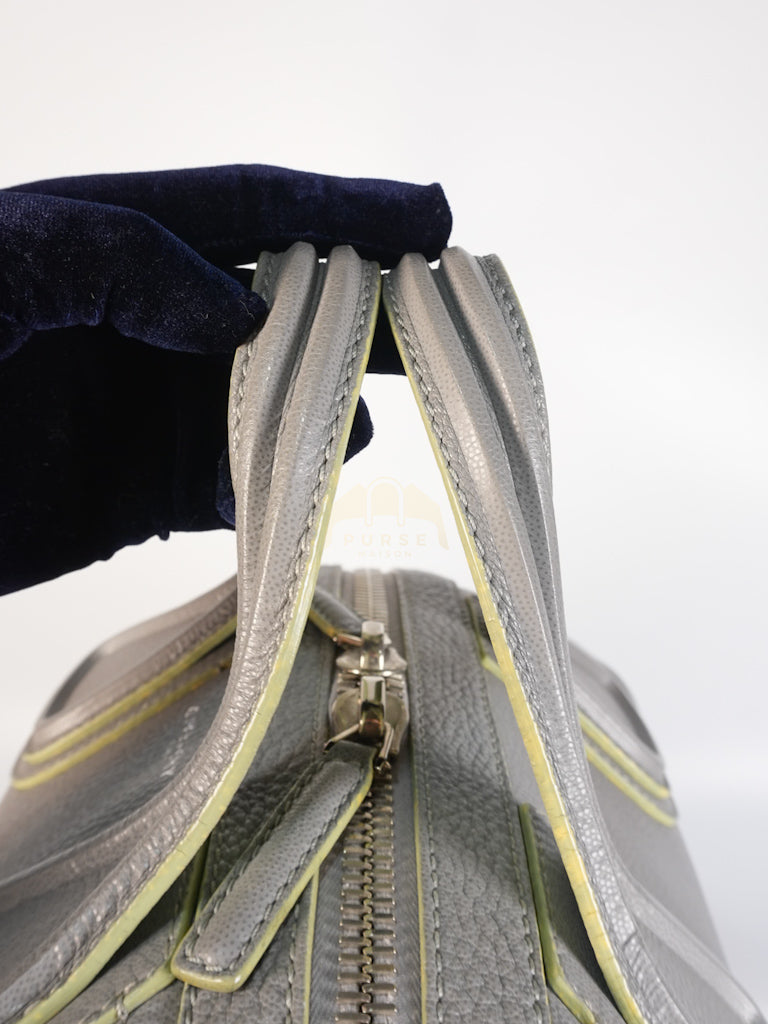 Nightingale in Large Gray Grained Calfskin Leather Shoulder Bag | Purse Maison Luxury Bags Shop