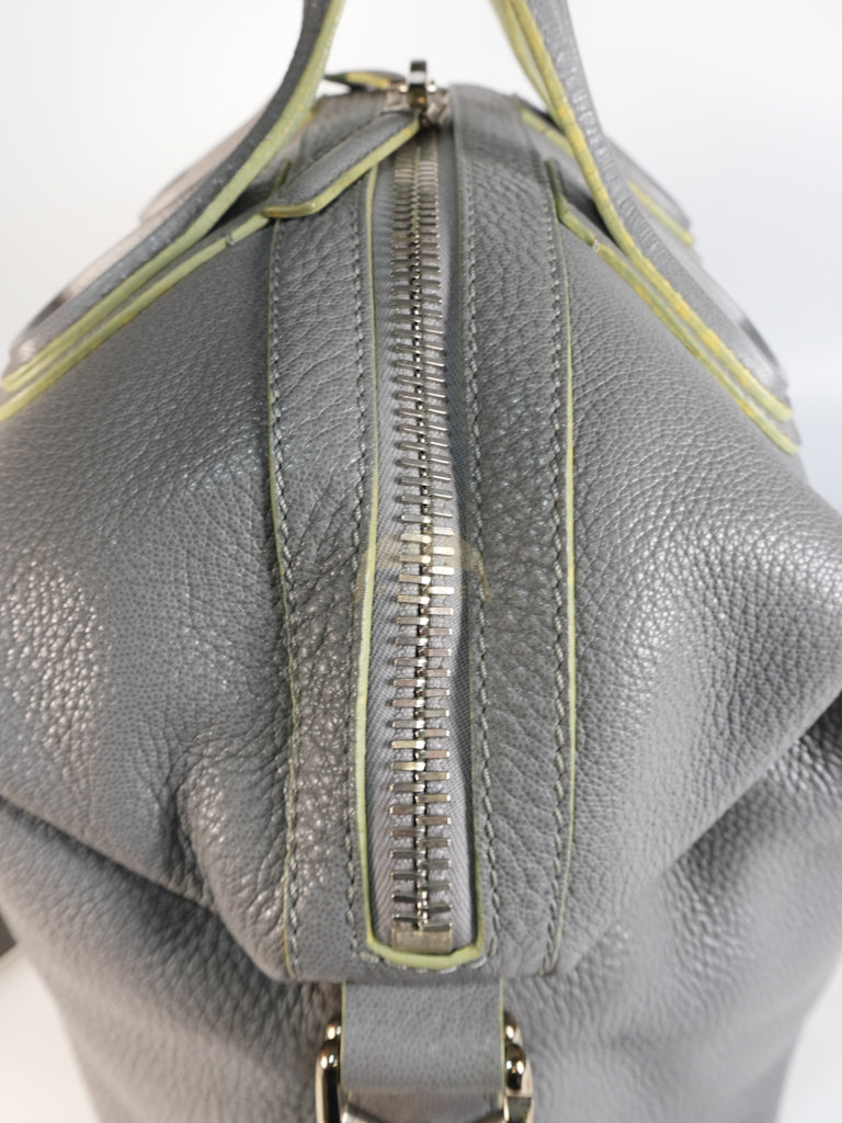 Nightingale in Large Gray Grained Calfskin Leather Shoulder Bag | Purse Maison Luxury Bags Shop