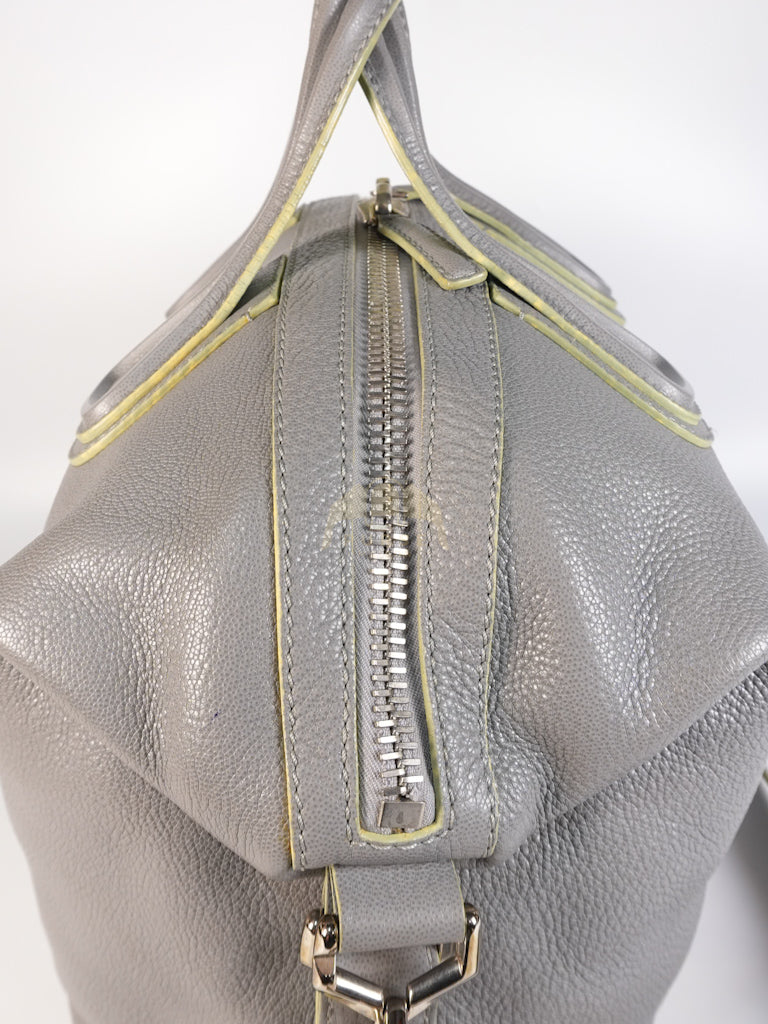 Nightingale in Large Gray Grained Calfskin Leather Shoulder Bag | Purse Maison Luxury Bags Shop