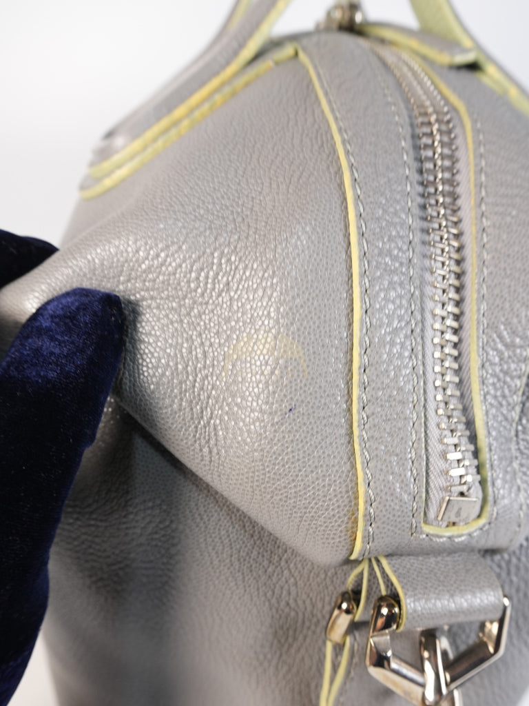 Nightingale in Large Gray Grained Calfskin Leather Shoulder Bag | Purse Maison Luxury Bags Shop