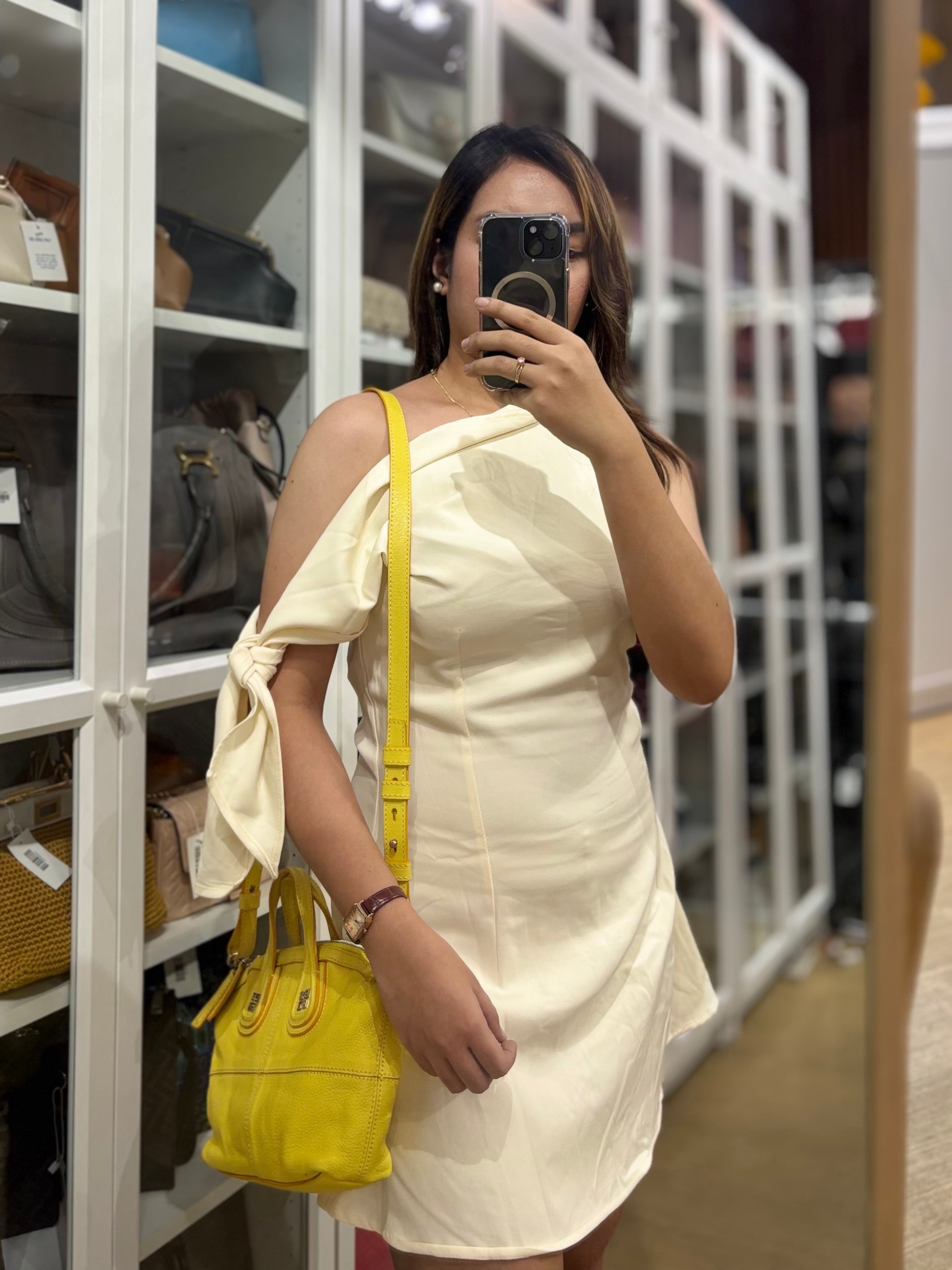 Nightingale Mini Crossbody Bag in Yellow Calfskin Leather | Purse Maison Luxury Bags Shop