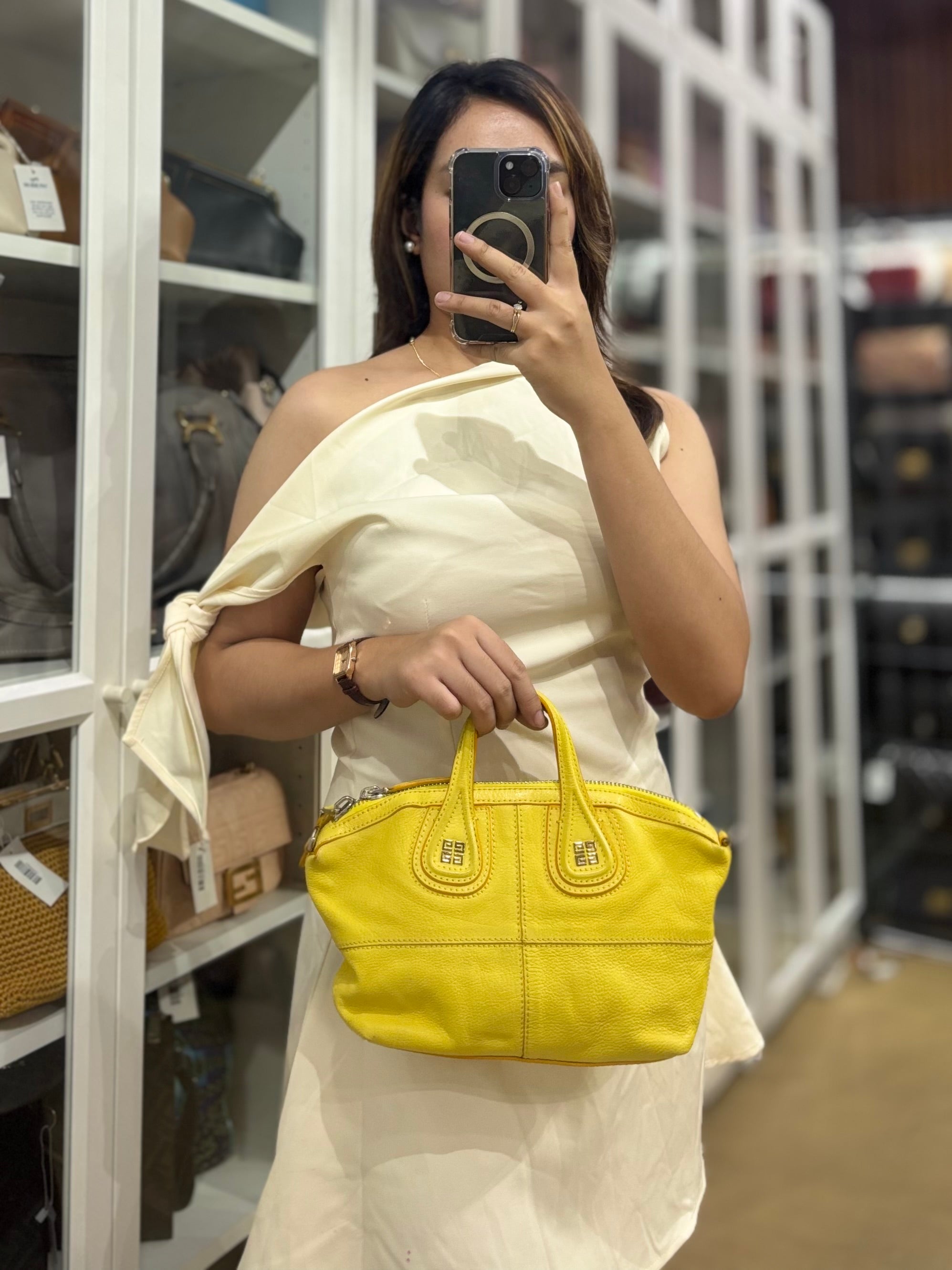 Nightingale Mini Crossbody Bag in Yellow Calfskin Leather | Purse Maison Luxury Bags Shop
