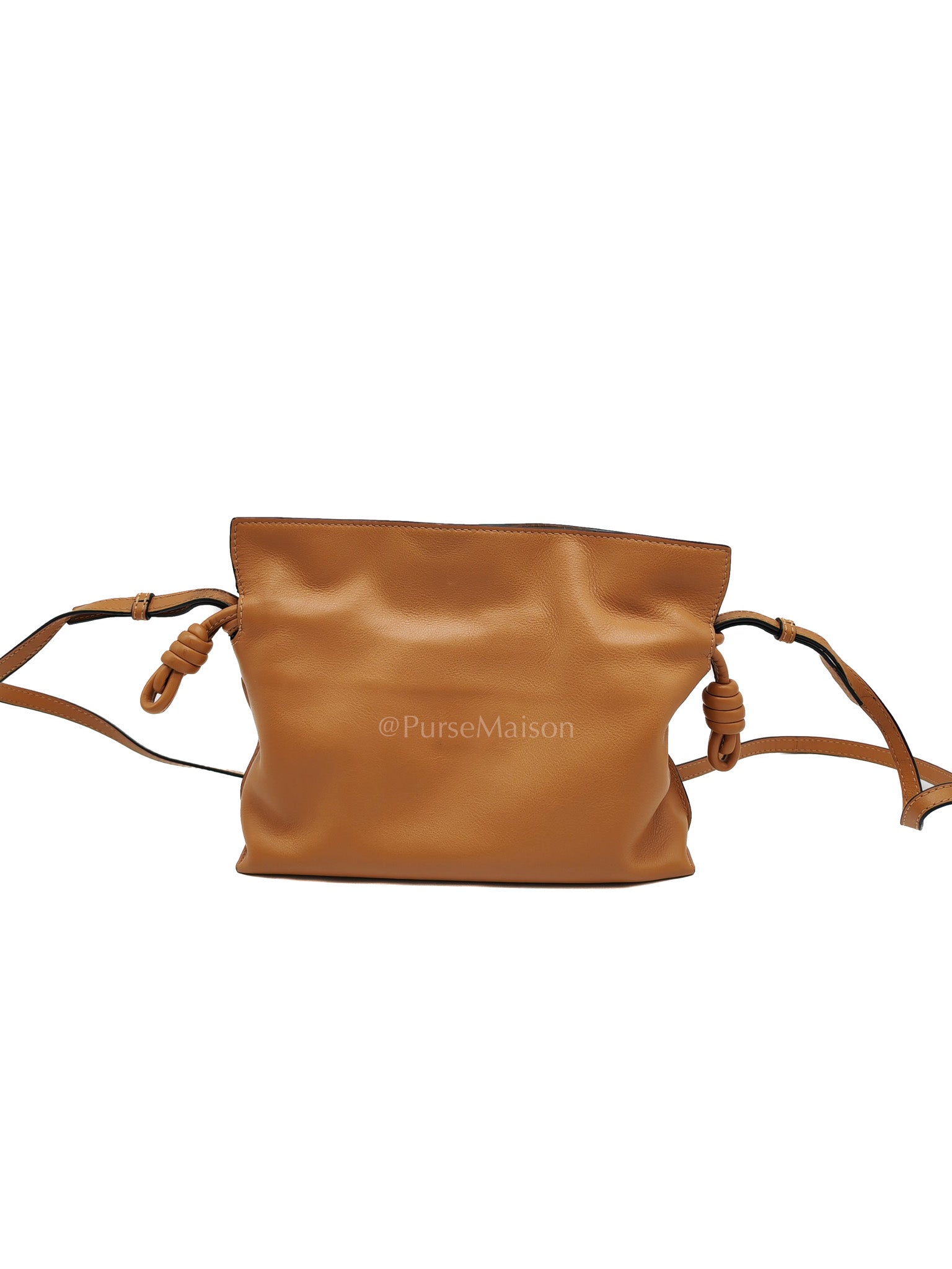 Flamenco Mini Knot Clutch Bag in Tan Calfskin Leather