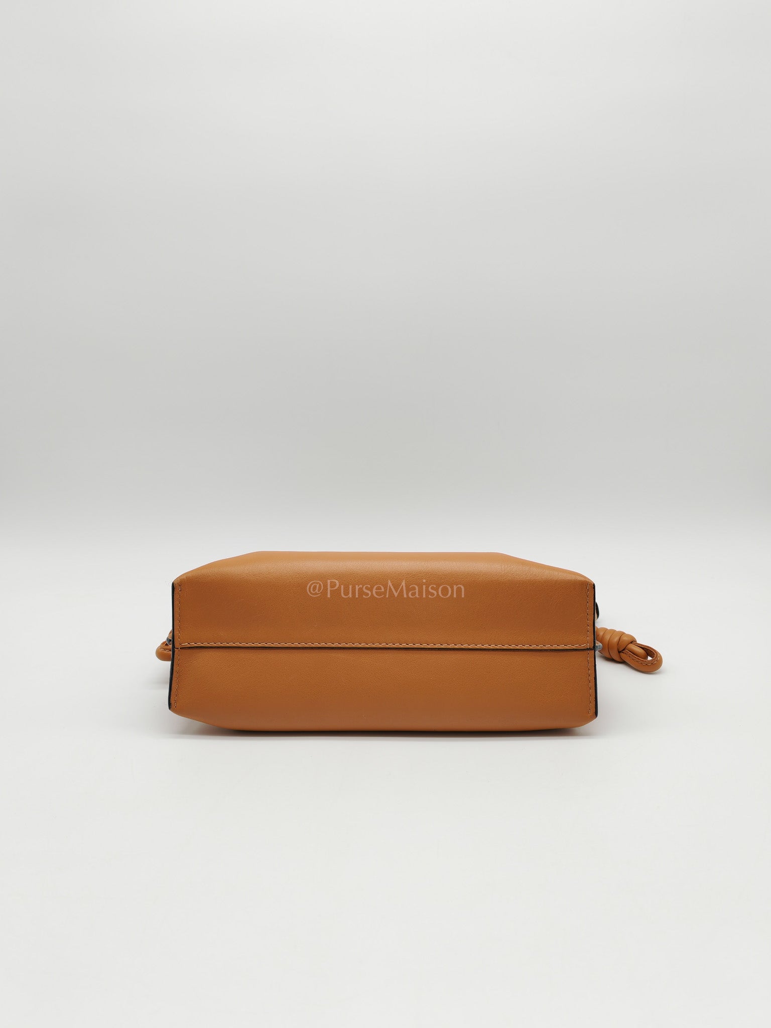 Flamenco Mini Knot Clutch Bag in Tan Calfskin Leather
