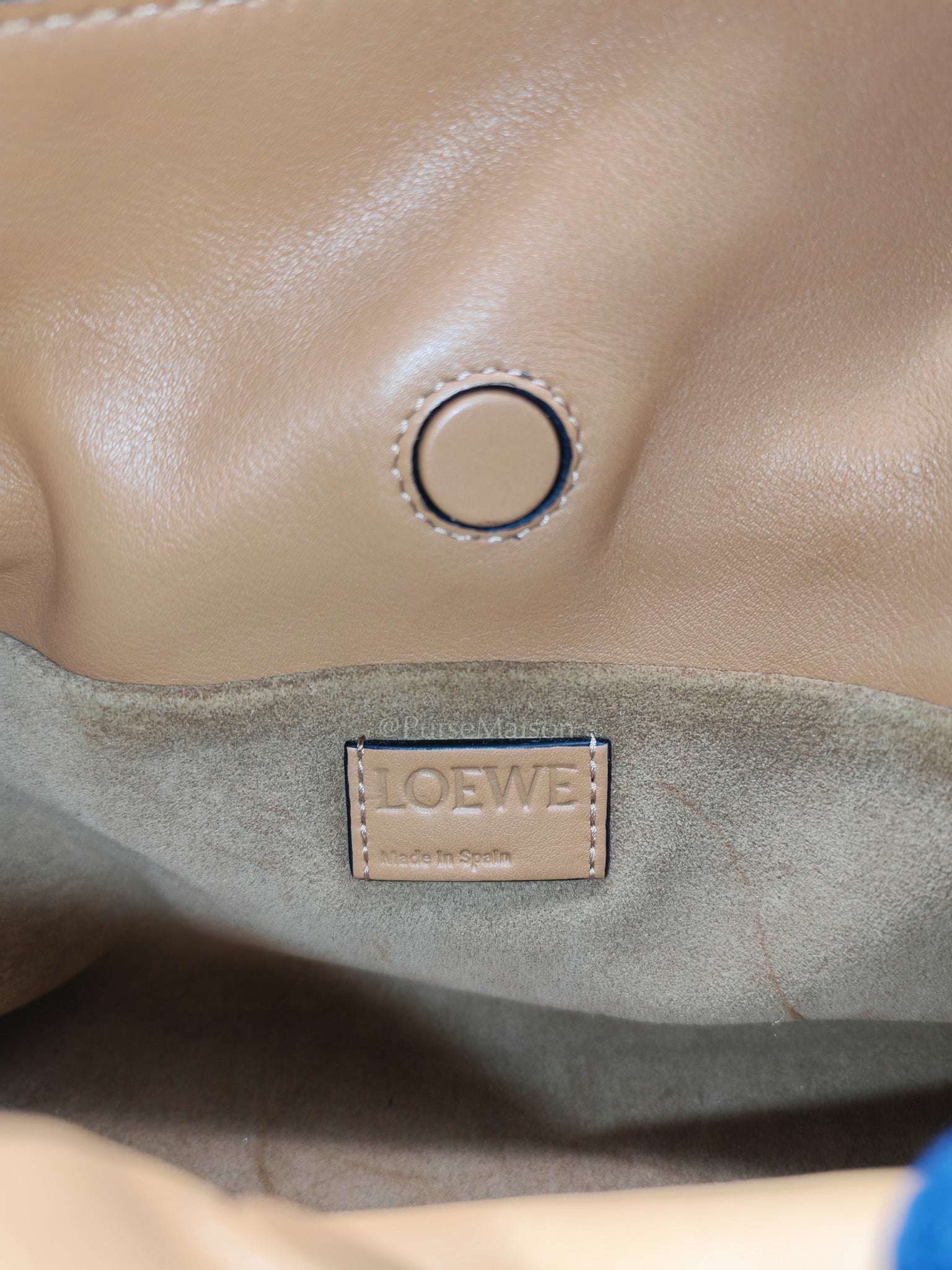 Flamenco Mini Knot Clutch Bag in Tan Calfskin Leather