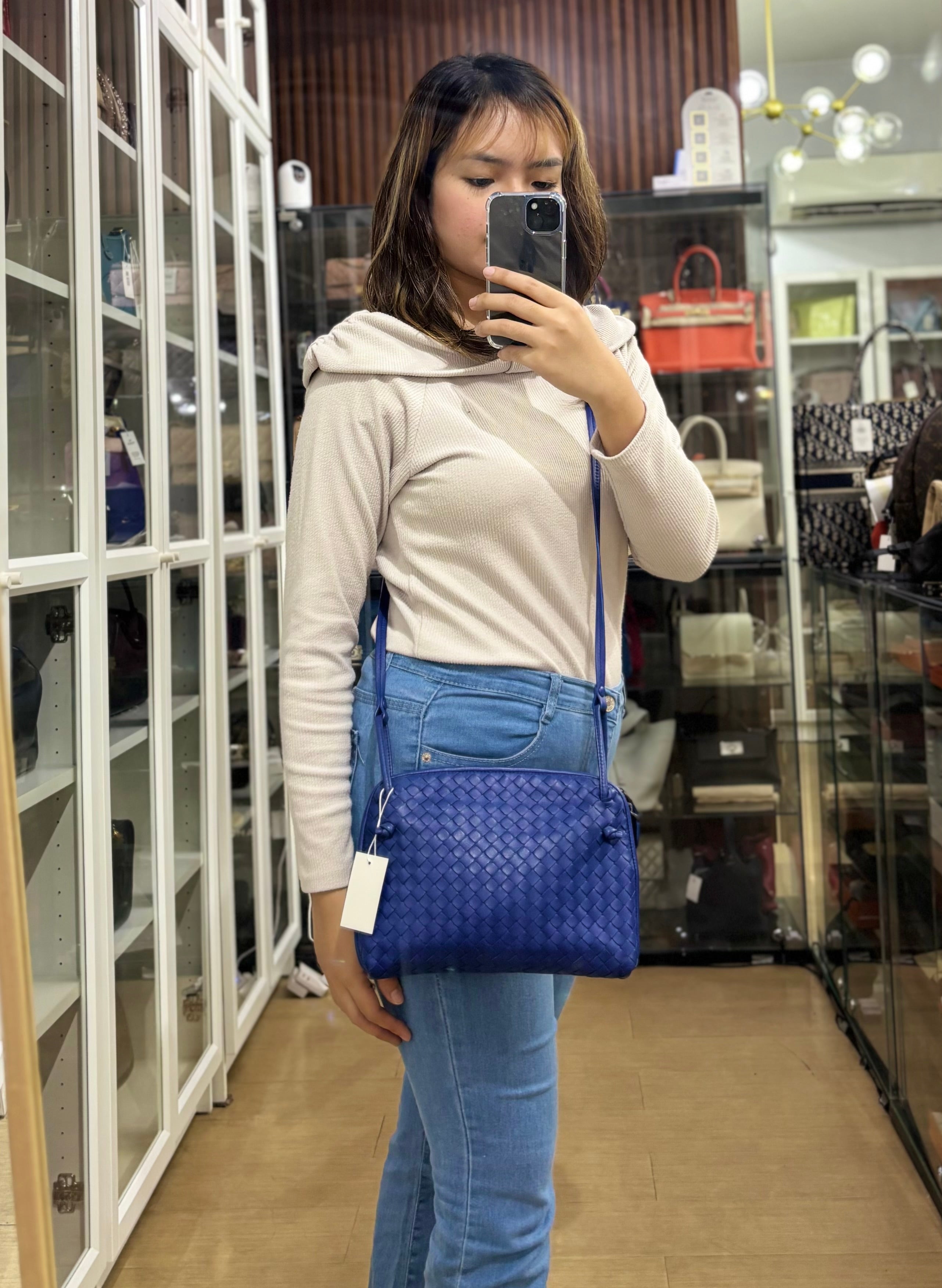 Nodini Crossbody Bag Intrecciato Nappa Small Blue | Purse Maison Luxury Bags Shop