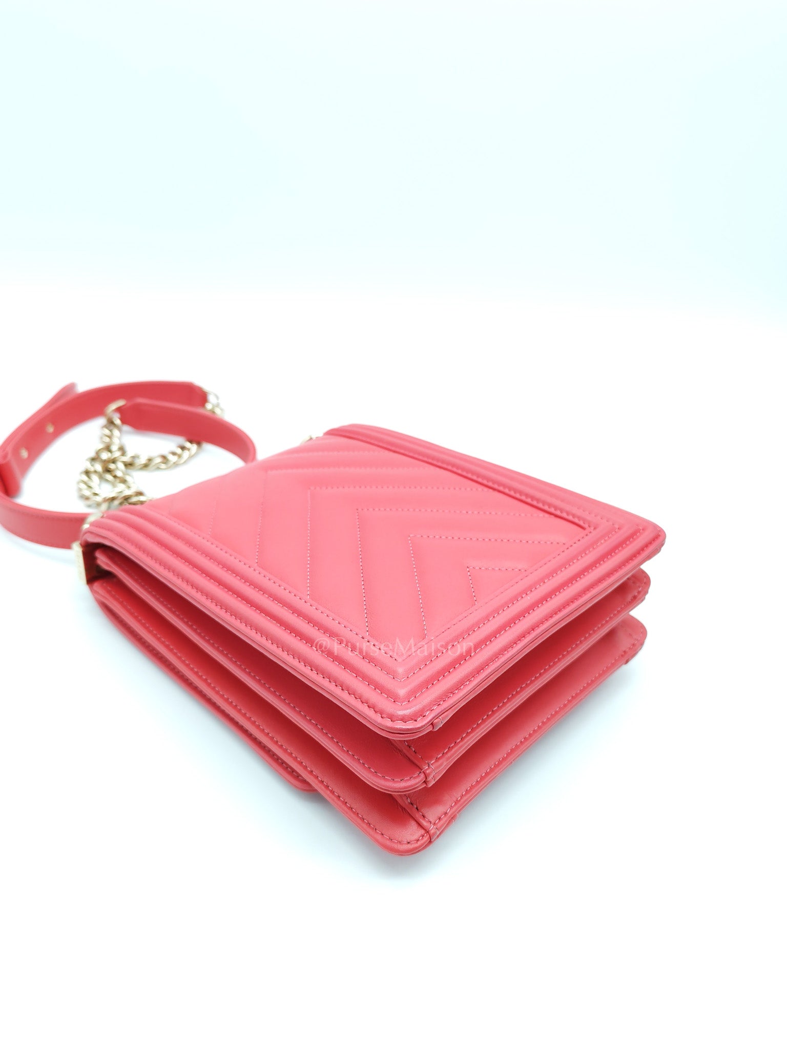 North South Boy Bag in Pink Lambskin Leather and Light Gold Hardware Series 29 | Purse Maison Luxury Bags Shop