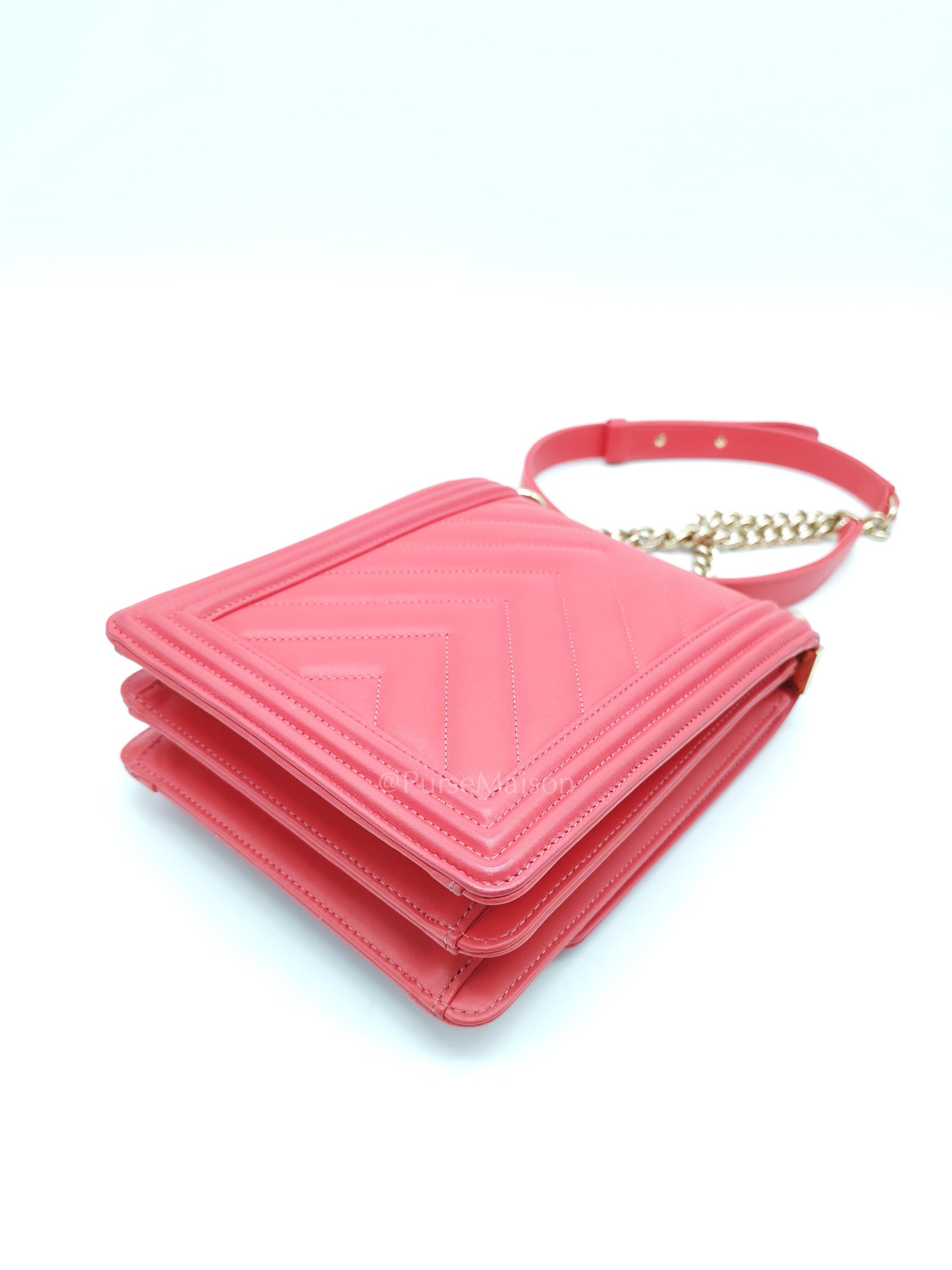 North South Boy Bag in Pink Lambskin Leather and Light Gold Hardware Series 29 | Purse Maison Luxury Bags Shop