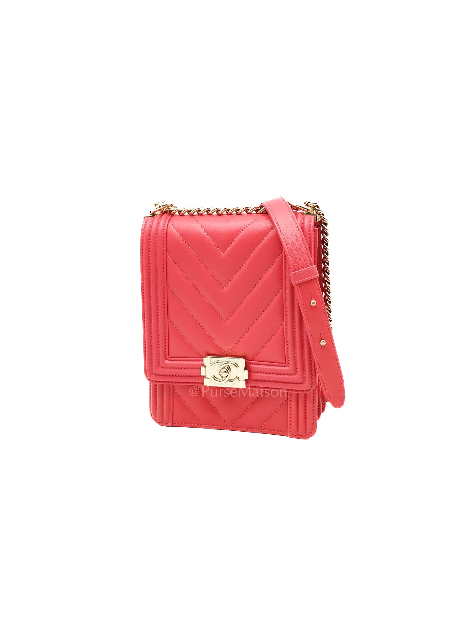 North South Boy Bag in Pink Lambskin Leather and Light Gold Hardware Series 29 | Purse Maison Luxury Bags Shop