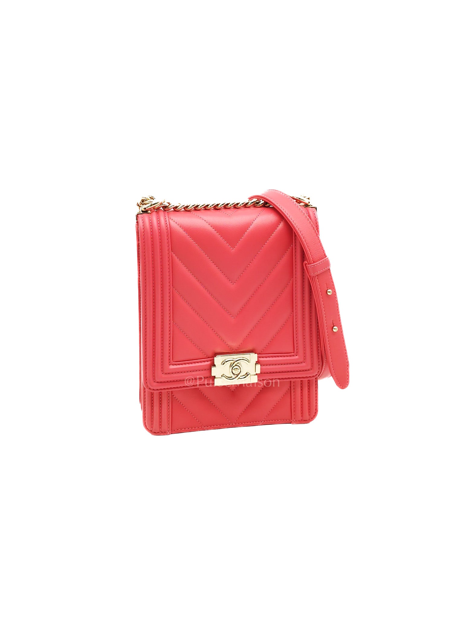 North South Boy Bag in Pink Lambskin Leather and Light Gold Hardware Series 29 | Purse Maison Luxury Bags Shop