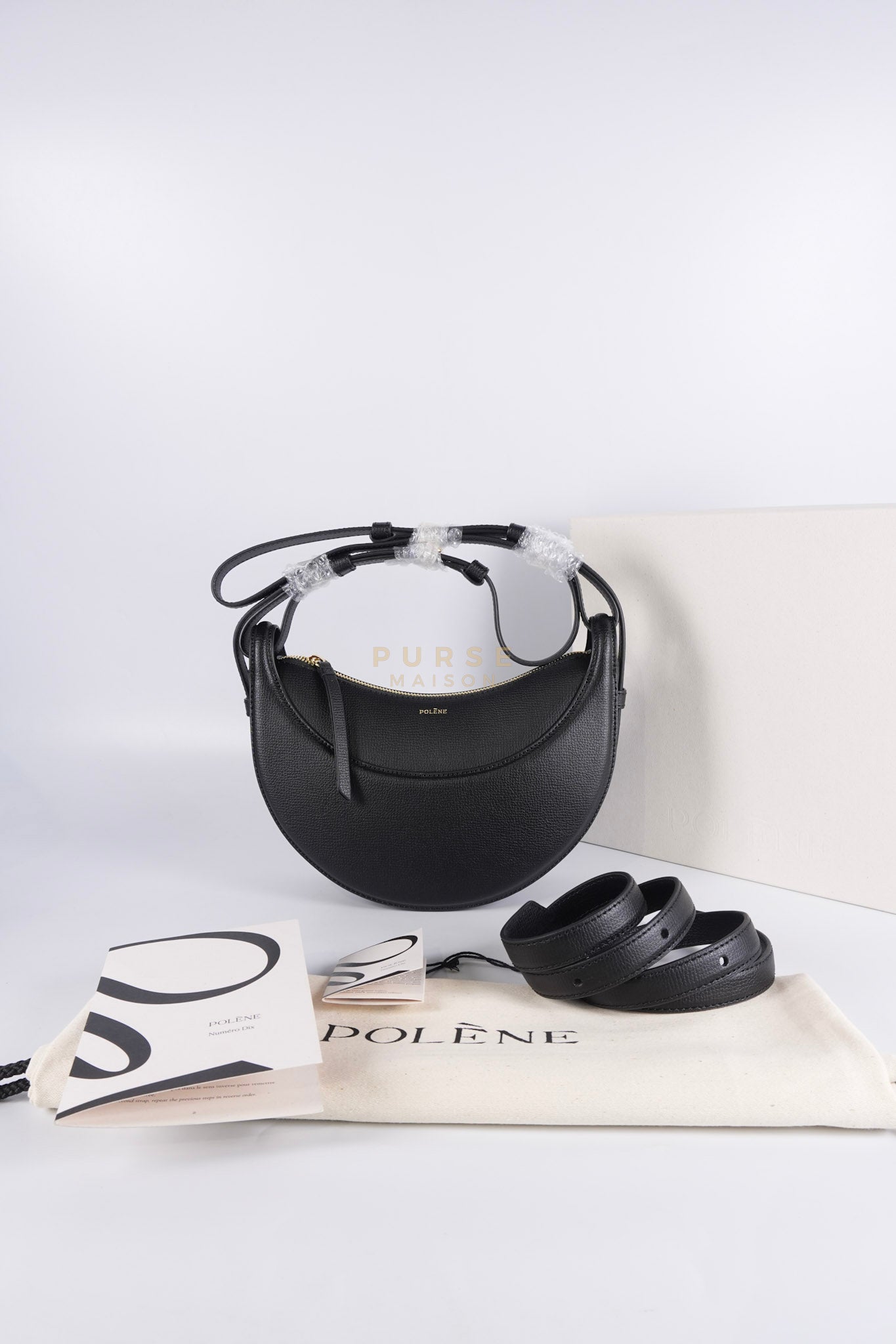 Numero Dix Black (Noir) in Graine Leather | Purse Maison Luxury Bags Shop