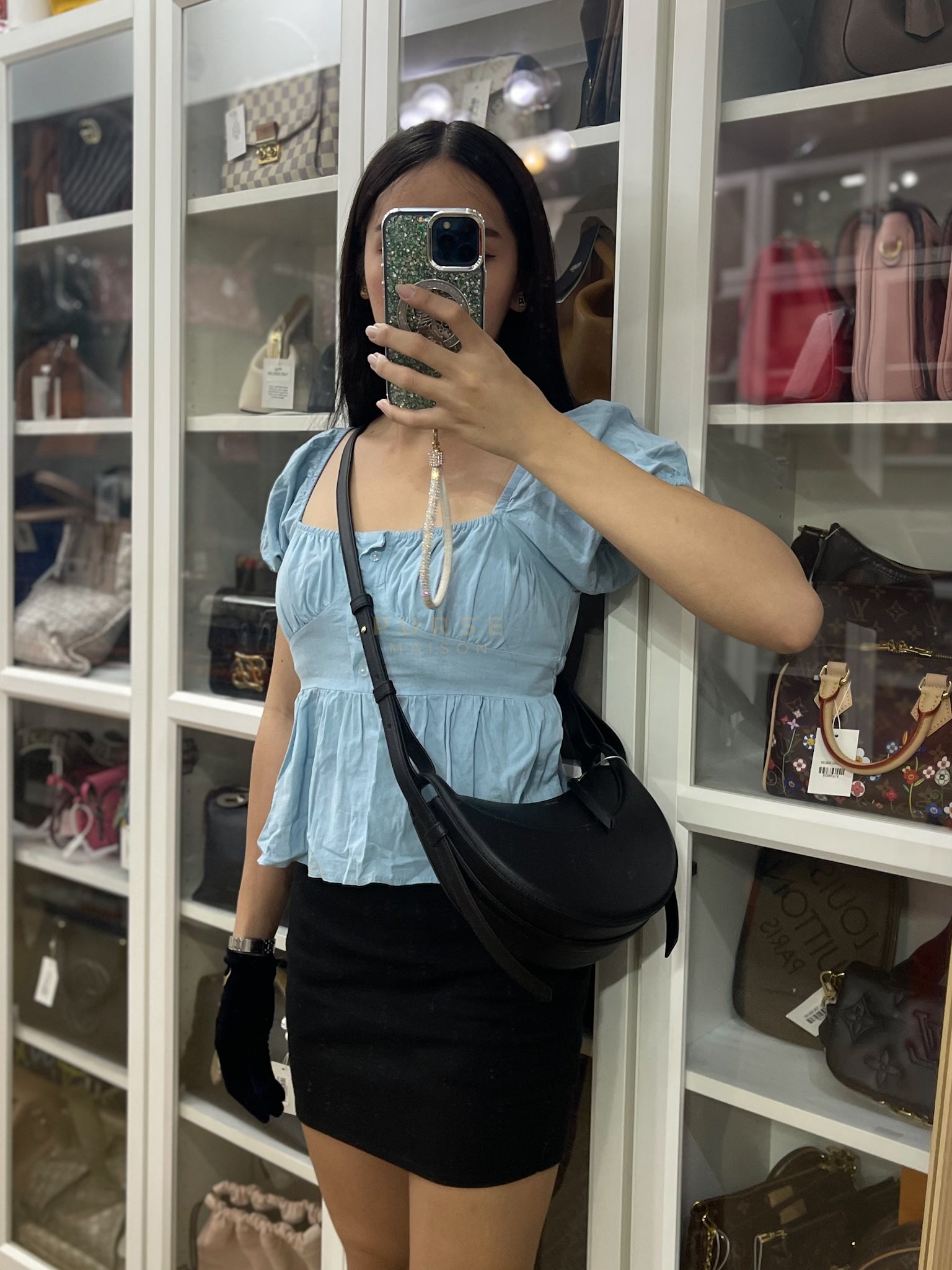 Numero Dix Black (Noir) in Graine Leather | Purse Maison Luxury Bags Shop