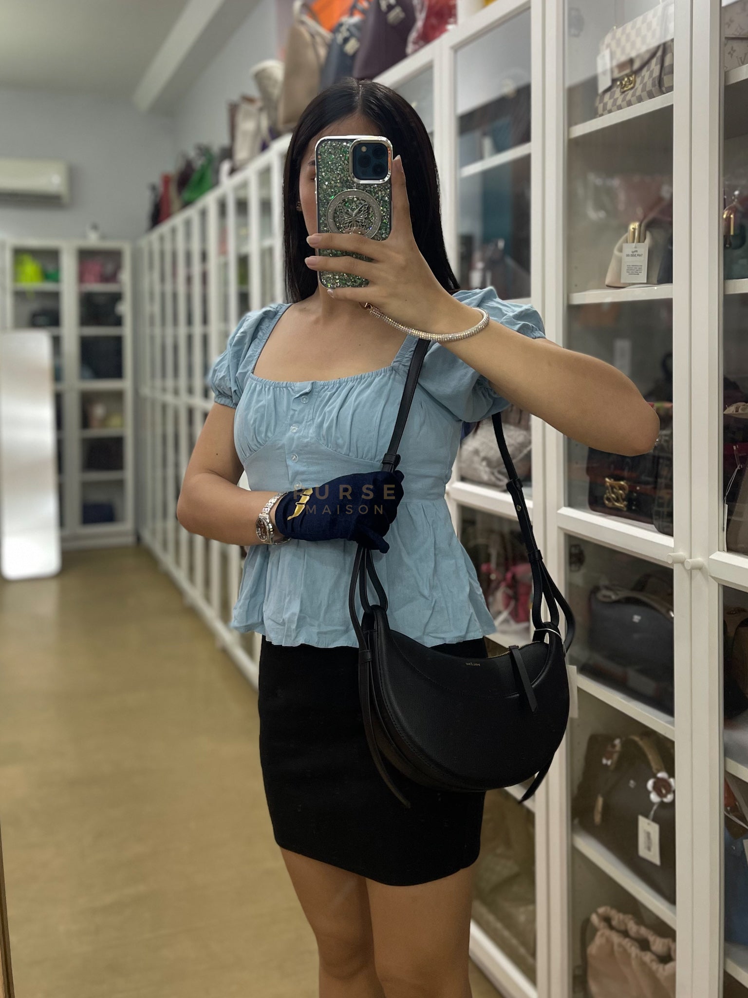 Numero Dix Black (Noir) in Graine Leather | Purse Maison Luxury Bags Shop