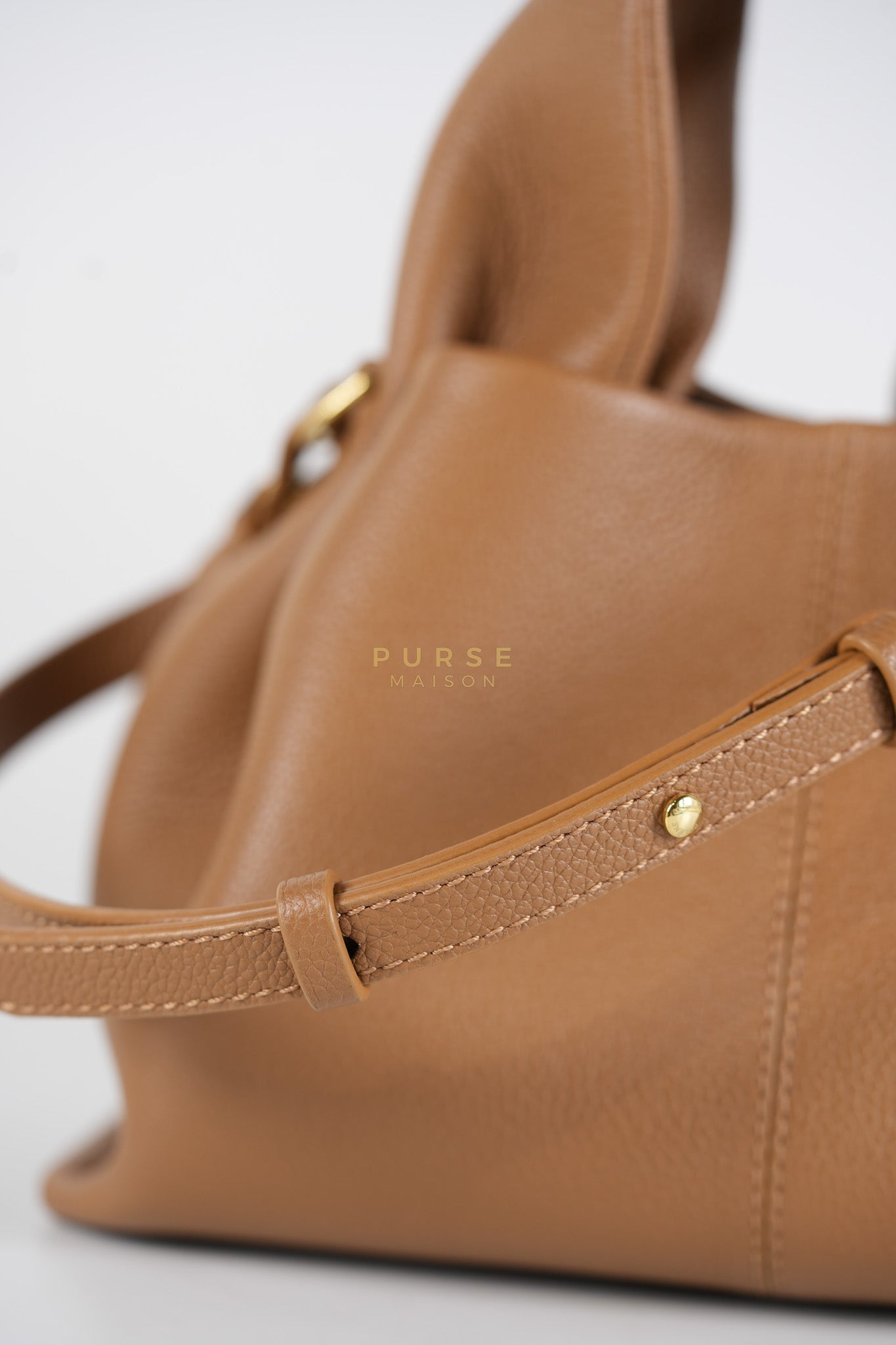 Numero Mini Bag in Caramel Calfskin Leather & Gold Hardware | Purse Maison Luxury Bags Shop