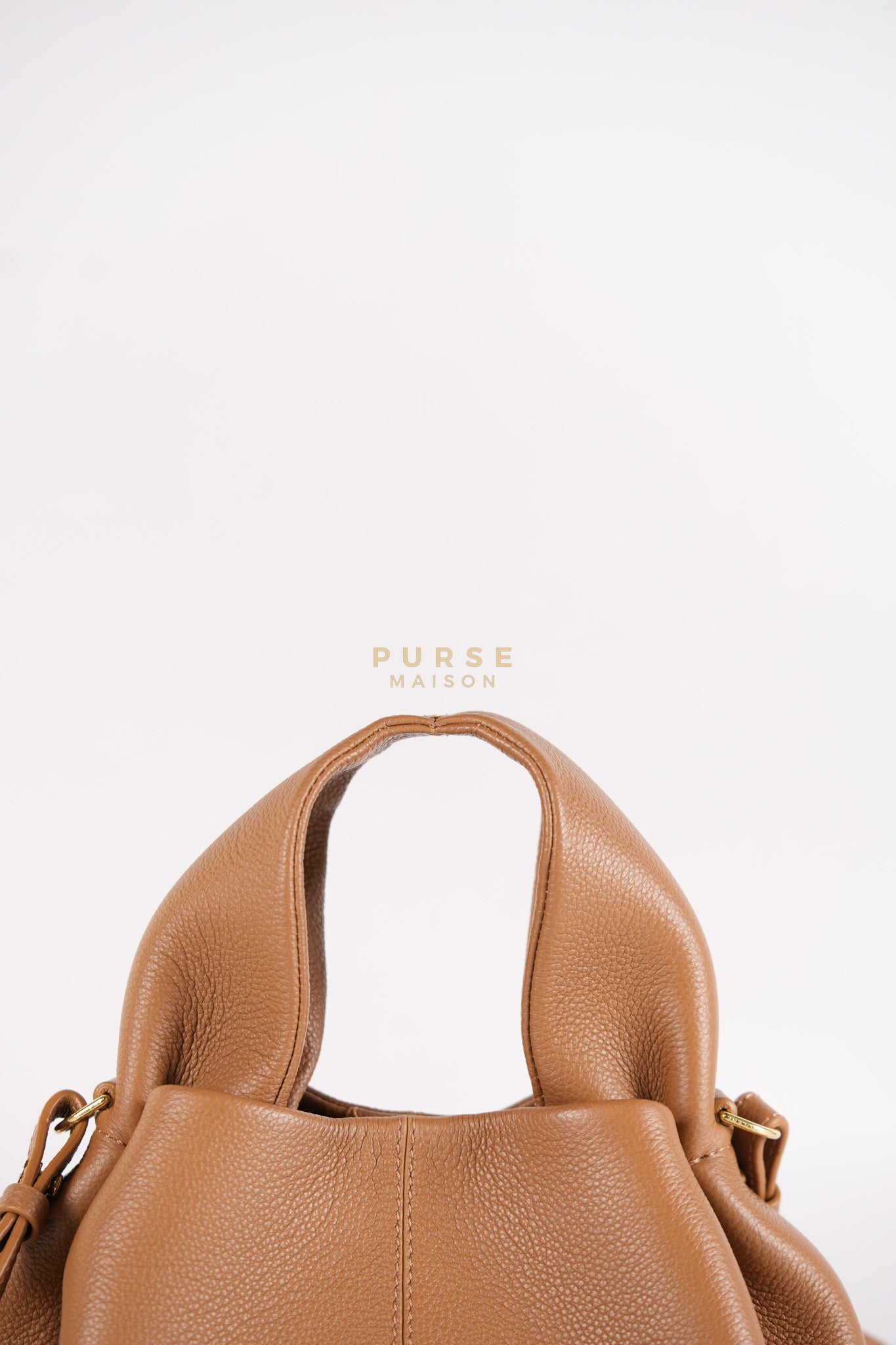 Numero Mini Bag in Caramel Calfskin Leather & Gold Hardware | Purse Maison Luxury Bags Shop