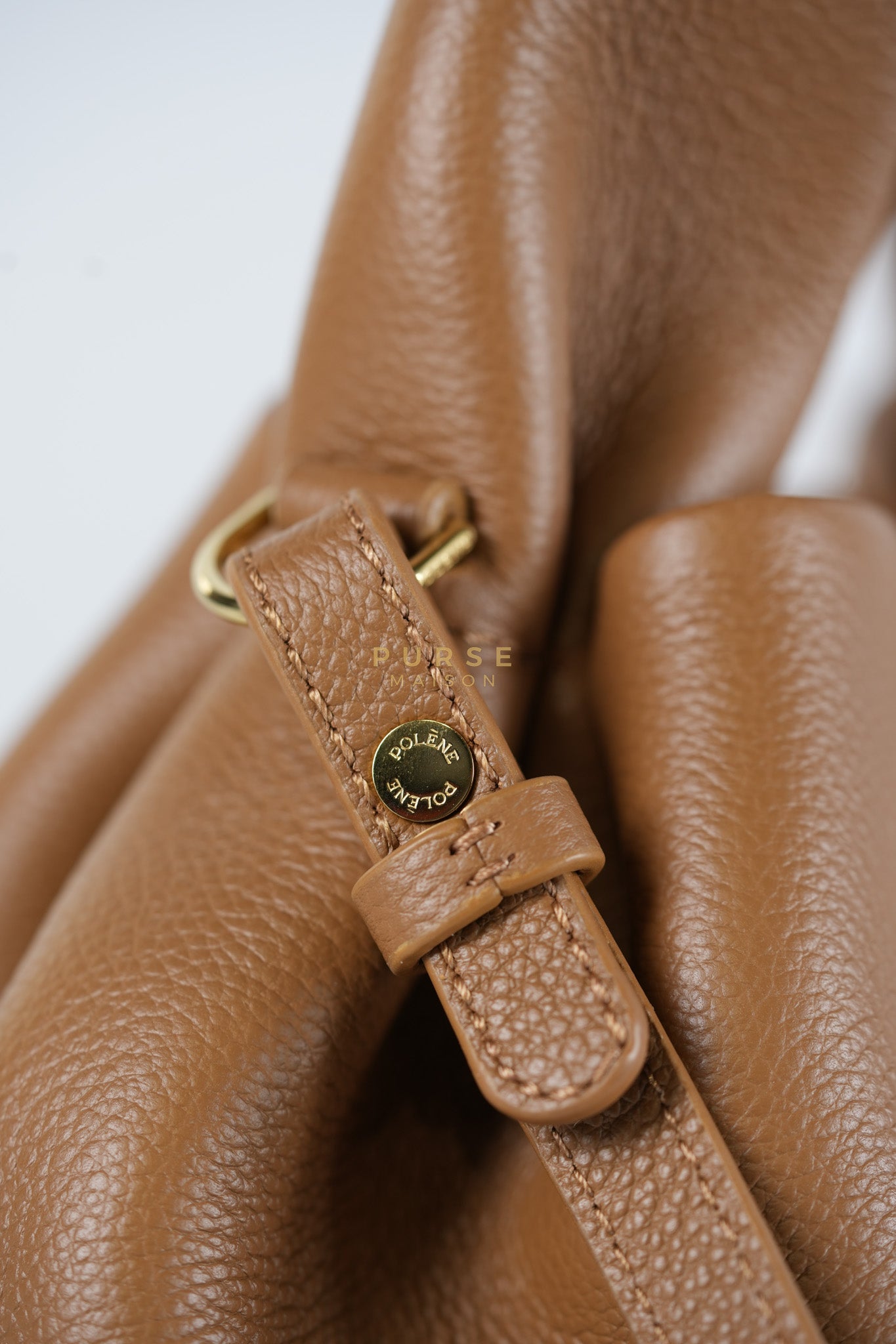 Numero Mini Bag in Caramel Calfskin Leather & Gold Hardware | Purse Maison Luxury Bags Shop