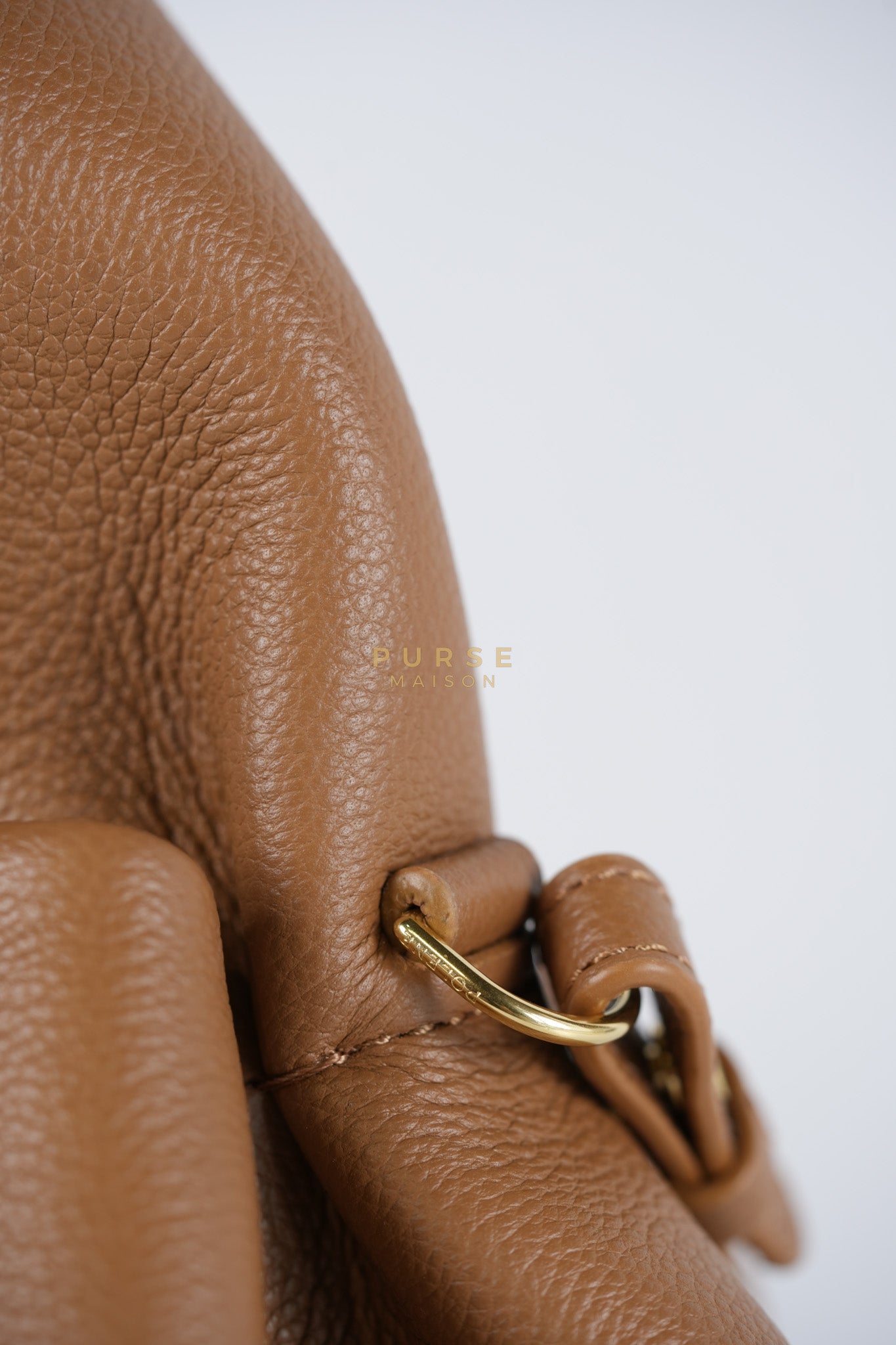 Numero Mini Bag in Caramel Calfskin Leather & Gold Hardware | Purse Maison Luxury Bags Shop