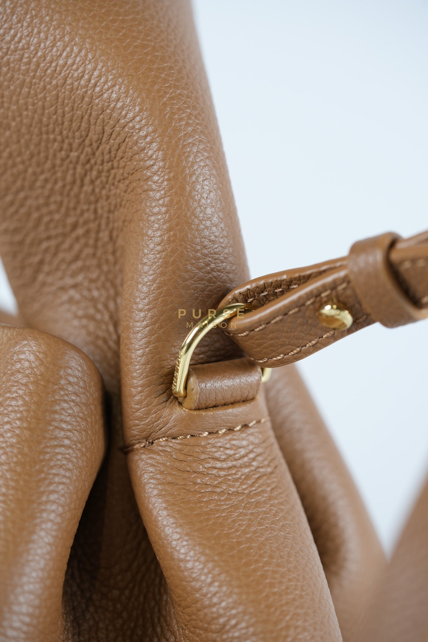 Numero Mini Bag in Caramel Calfskin Leather & Gold Hardware | Purse Maison Luxury Bags Shop