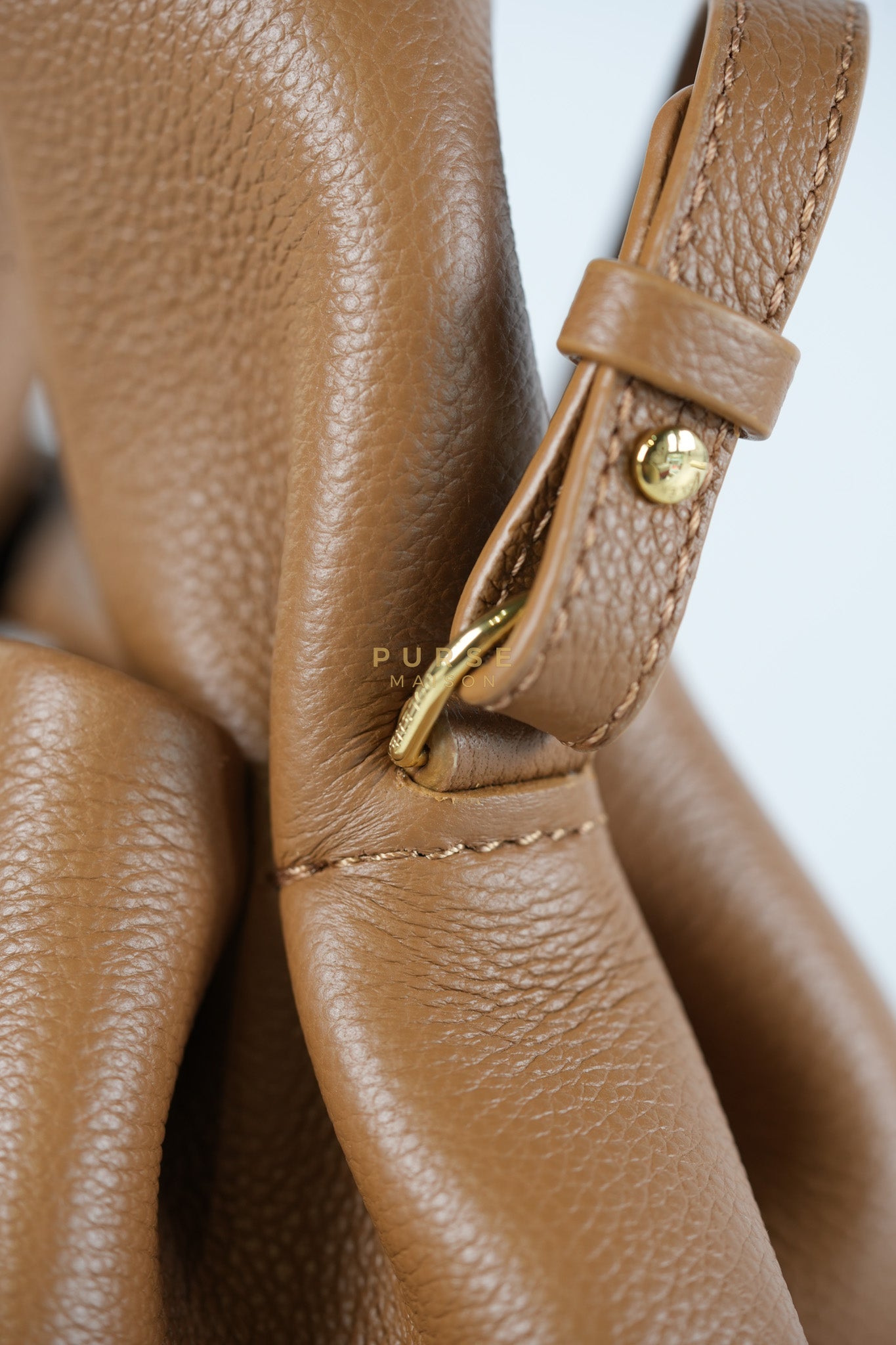 Numero Mini Bag in Caramel Calfskin Leather & Gold Hardware | Purse Maison Luxury Bags Shop