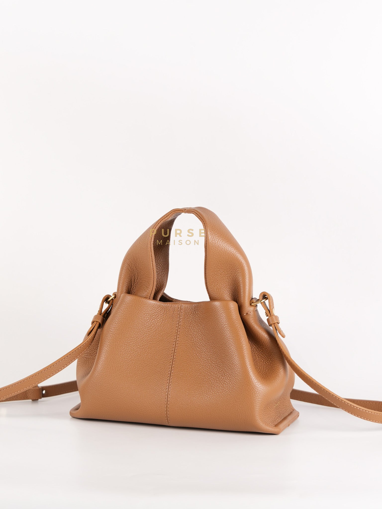 Numero Mini Bag in Caramel Calfskin Leather & Gold Hardware | Purse Maison Luxury Bags Shop