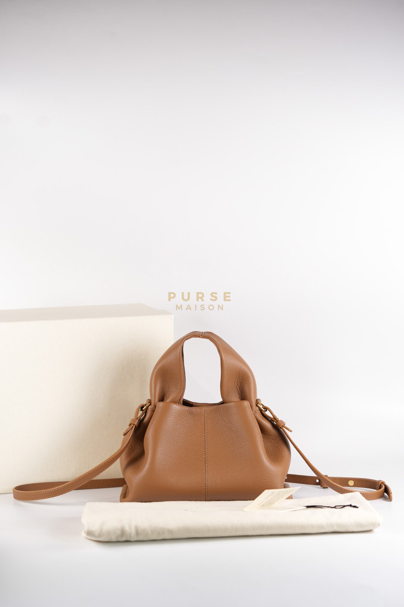 Numero Mini Bag in Caramel Calfskin Leather & Gold Hardware | Purse Maison Luxury Bags Shop